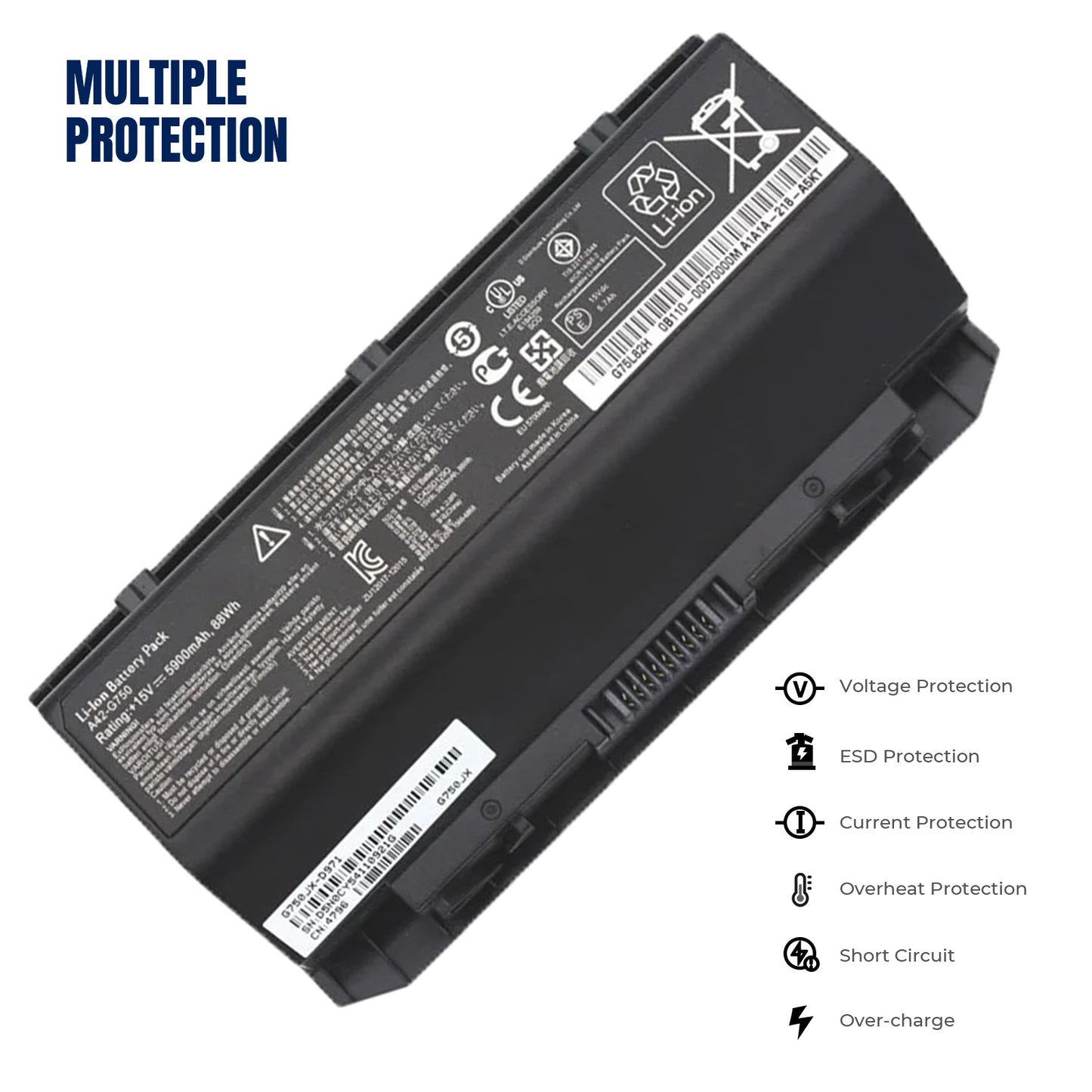 Аккумулятор KELESY A42-G750 для ноутбука ASUS ROG G750 G750J G750JH G750JM G750JS G750JW G750JX G750JZ серии 15 В 88 Вт·ч 5900 мА·ч