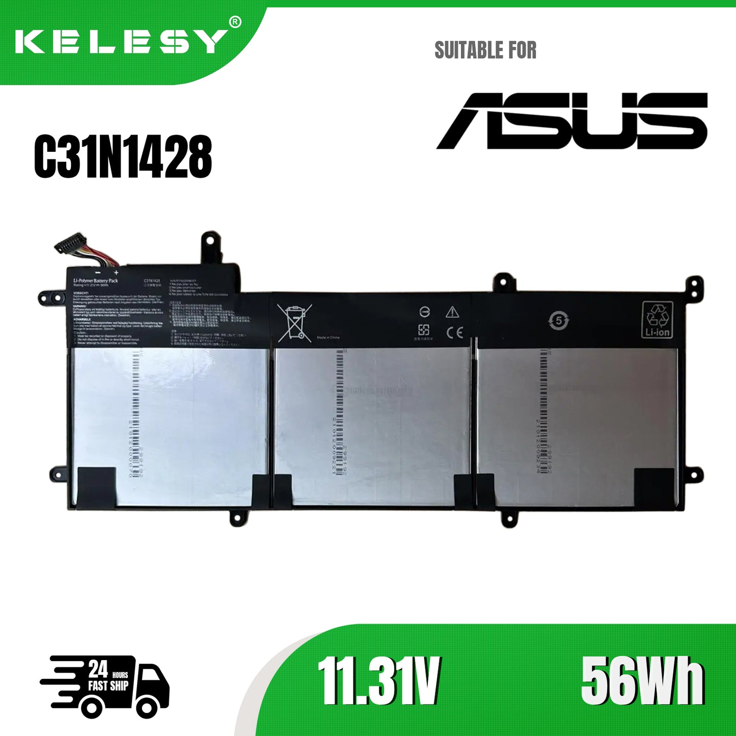 KELESY New C31N1428 Laptop Battery For ASUS Zenbook UX305L UX305LA UX305UA C31N1428 3ICP5/91/91 11.31V 56WH