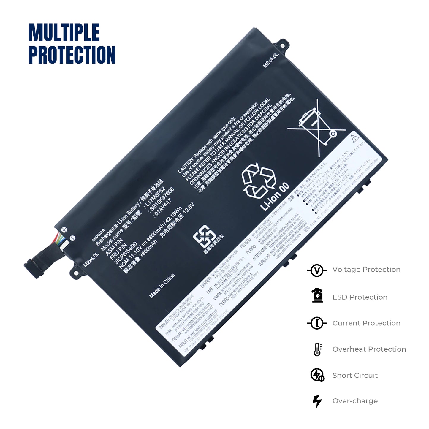 KELESY Batería de ordenador portátil L17M3P52 para Lenovo ThinkPad E480 E485 E580 E490 E590 E585 R480 R580 01AV448 01AV447