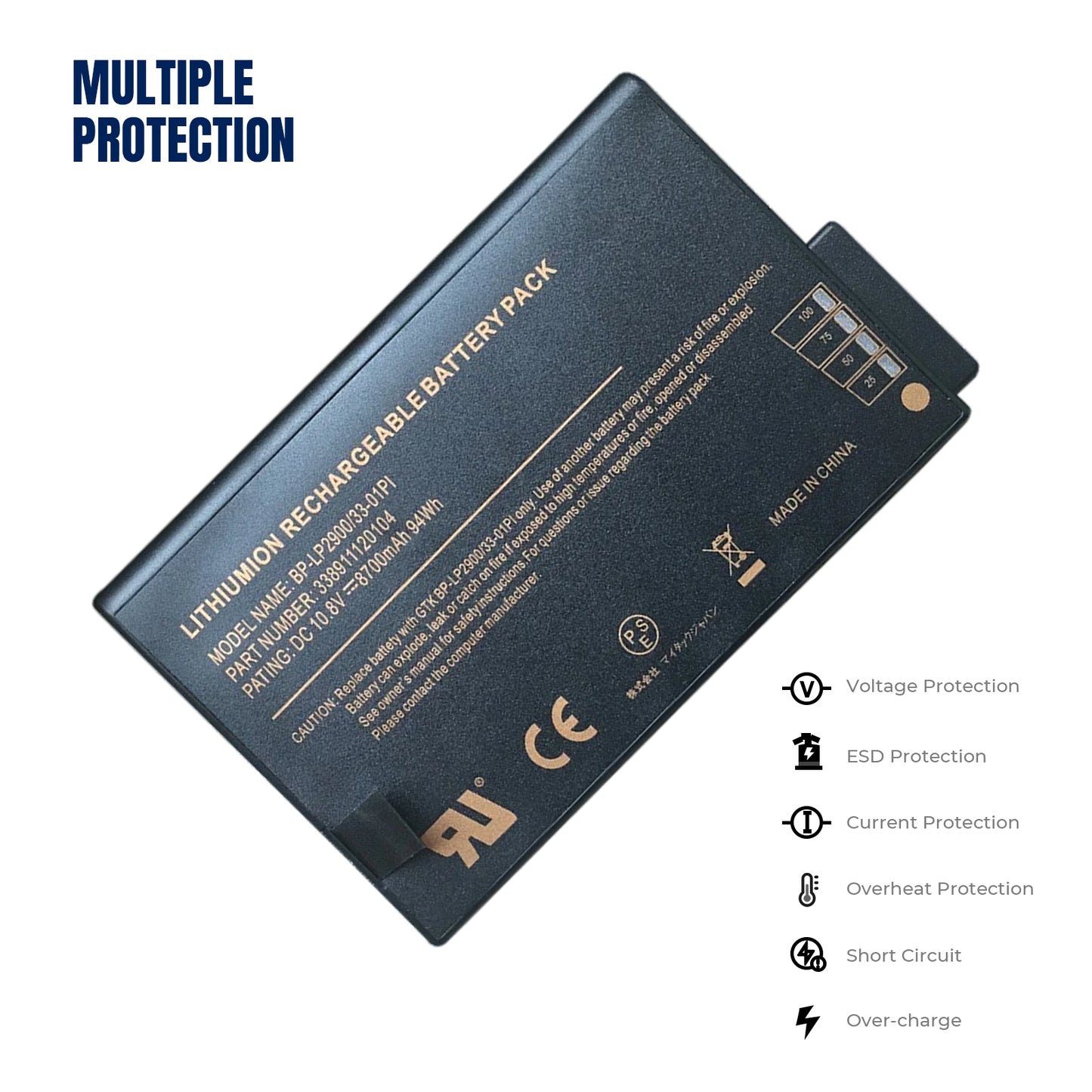 KELESY Batería Original para ordenador portátil, nueva, BP-LP2900, 10,8 V, 94Wh, para Getac V100, V200, B300, X500, S400