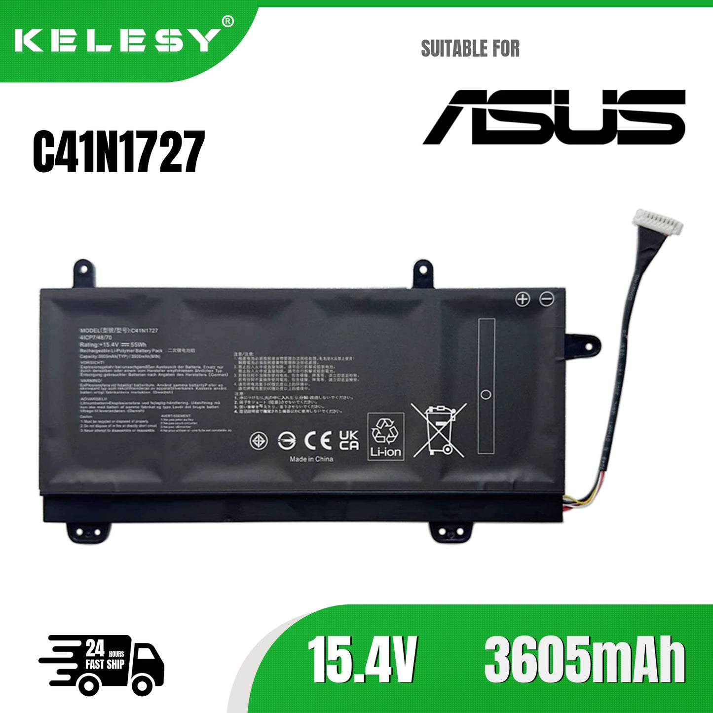 KELESY C41N1727 55WH Laptop Battery For ASUS ROG Zephyrus GM501 GM501G GM501GM GM501GS GU501 GU501GM Series Fast Delivery