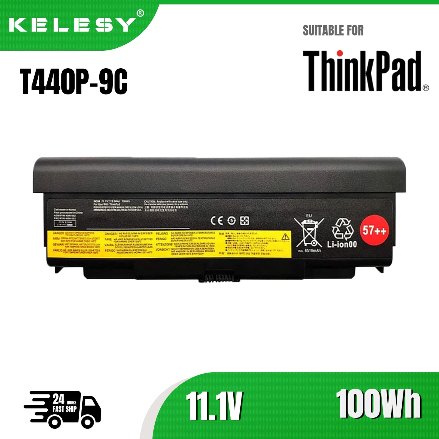 KELESY batería para portátil lenovo ThinkPad, 11,1 V, 100WH/9 celdas, T440p, L440, L540, T440p, T540p, W540, 45N1148, 45N1149