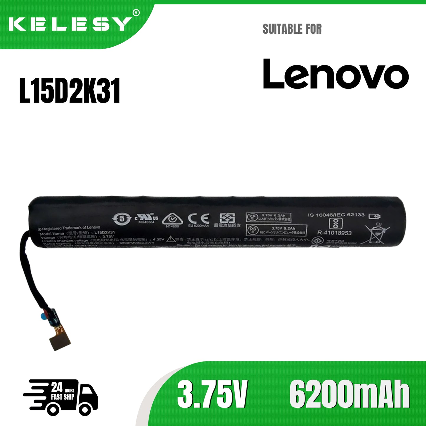KELESY L15D2K31 Tablet Battery For LENOVO YOGA 3 Tablet-850M Yt3-850F YT3-850 YT3-850M YT3-850L L15C2K31 3.75V 6200mAh