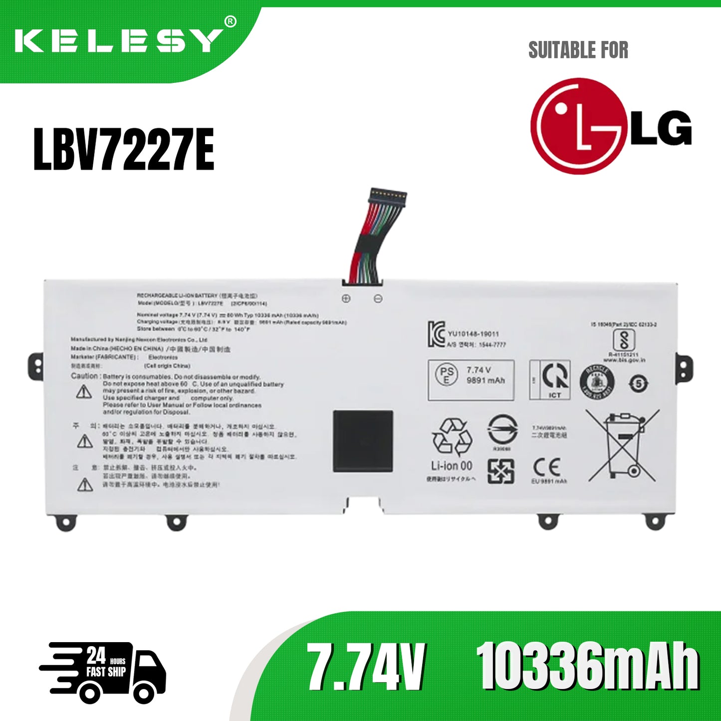 KELESY batería LBV7227E para LG Gram 13Z990 13ZD990 LG13Z99 15Z990 15ZB990 15ZD990 LG15Z99 17Z990 17ZB990 17ZD990 LG17Z99 80WH