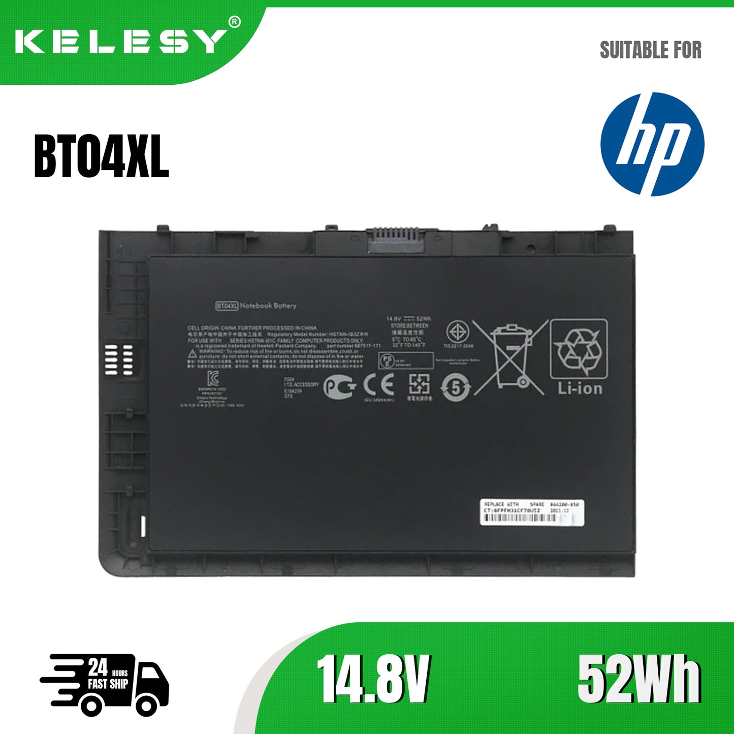 KELESY New Laptop Battery BT04XL For HP EliteBook Folio 9470 9480M Series HSTNN-IB3Z HSTNN-DB3Z HSTNN-I10C BA06 687517-1C1