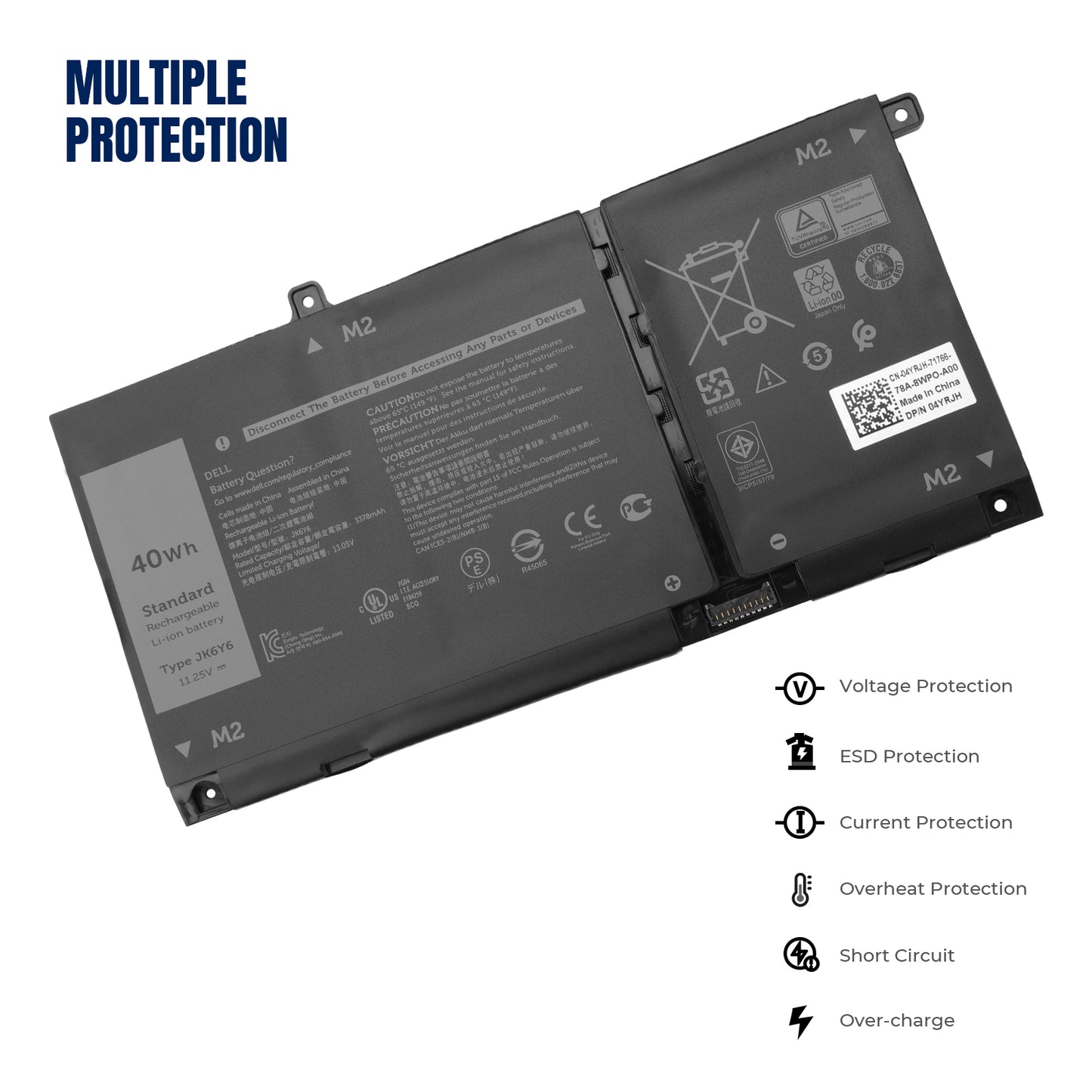 KELESY JK6Y6 11.25V 40WH Laptop Battery For Dell Latitude 3410 3510 Vostro 14 5402 5501 5502 Inspiron 5300 5301 9077G H5CKD