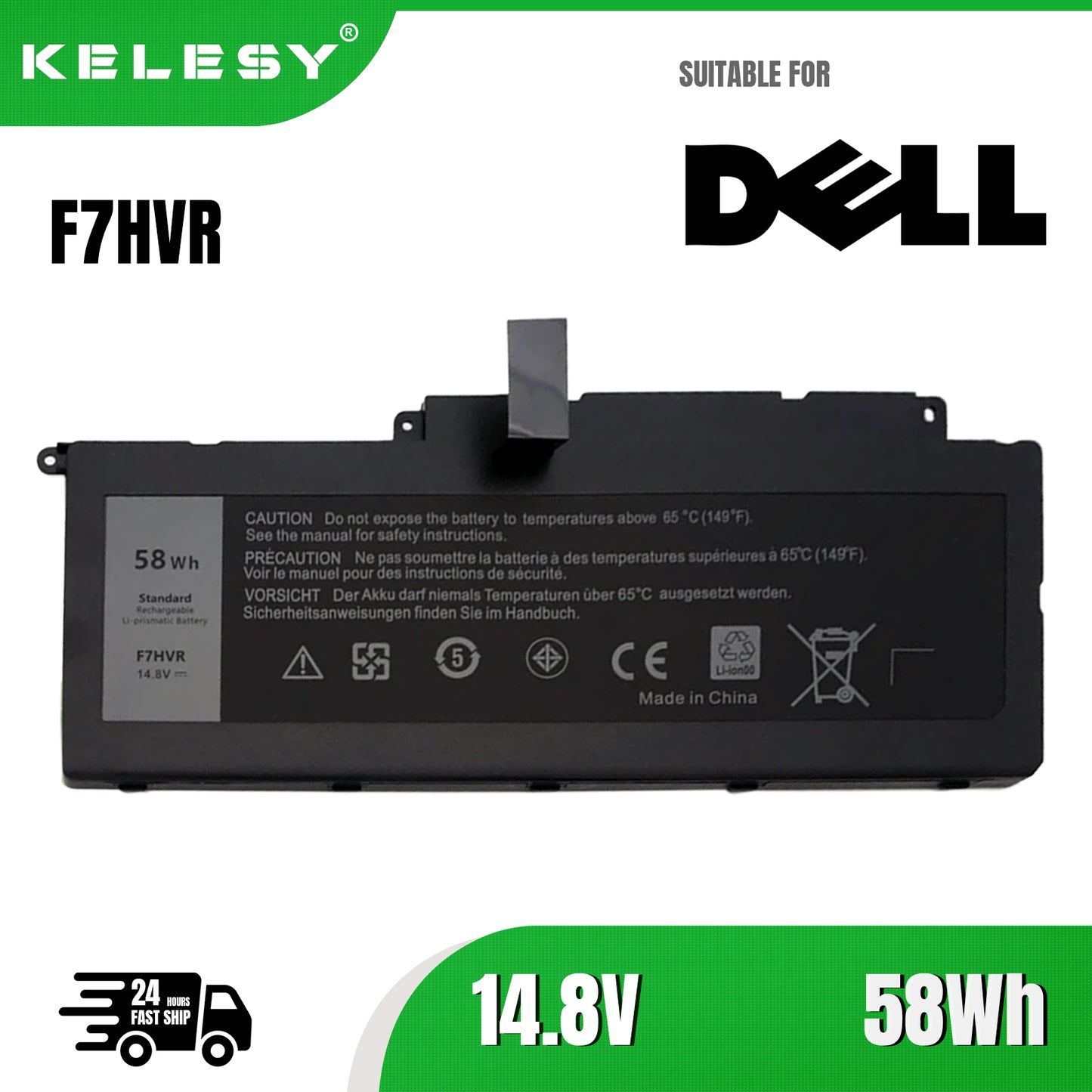 Аккумулятор для ноутбука KELESY F7HVR 58Wh 9HRXJ 89JW7 T2T3J для Dell Inspiron 14 5447 7000 7437,15 5547 7537,17 7737 7746 Latitude 3150