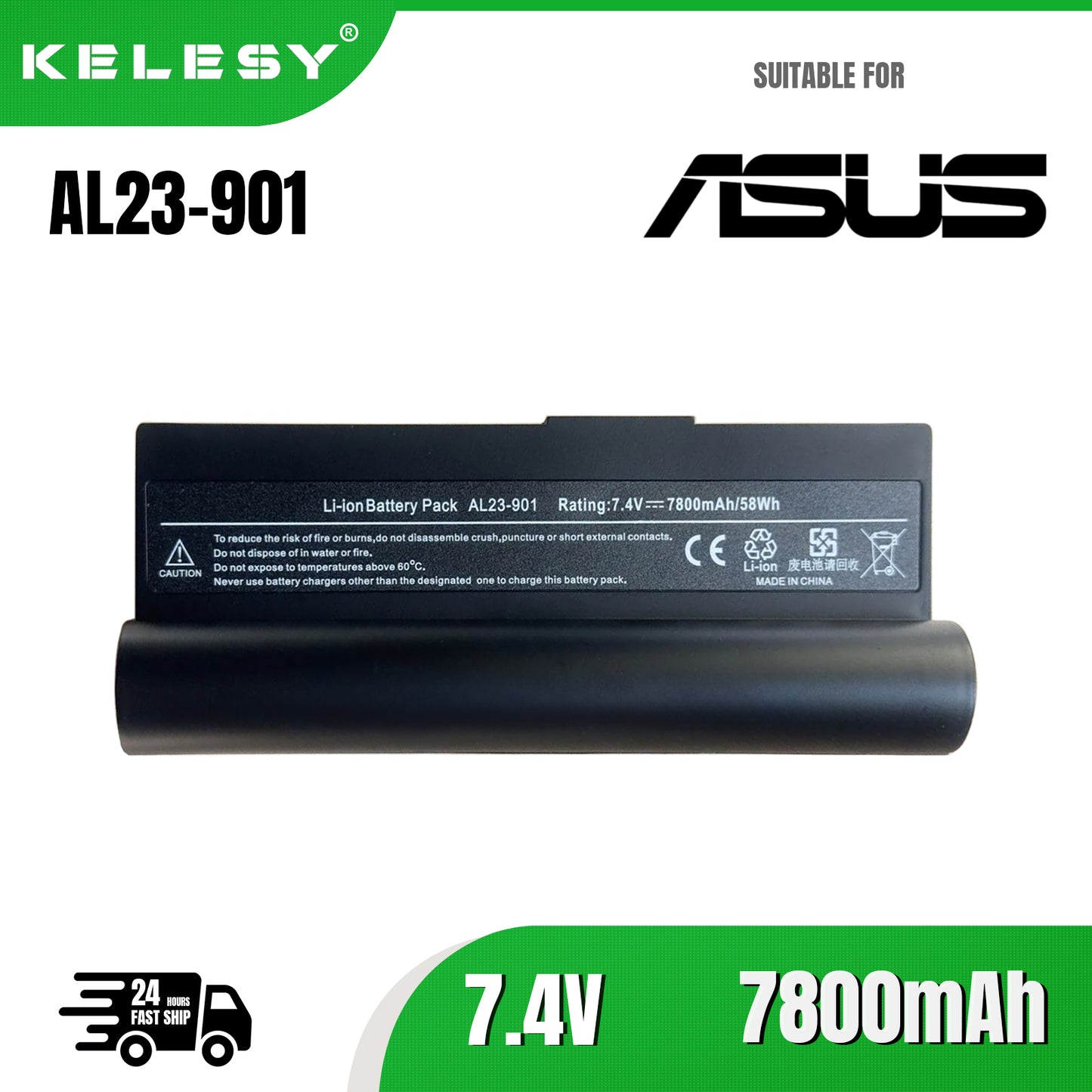 KELESY Batería de 7,4 V y 6600mAh para ordenador portátil, para ASUS Eee PC 1000, 1000H, 1000HE, 1000HA, 1000HD, 1000HG, 901