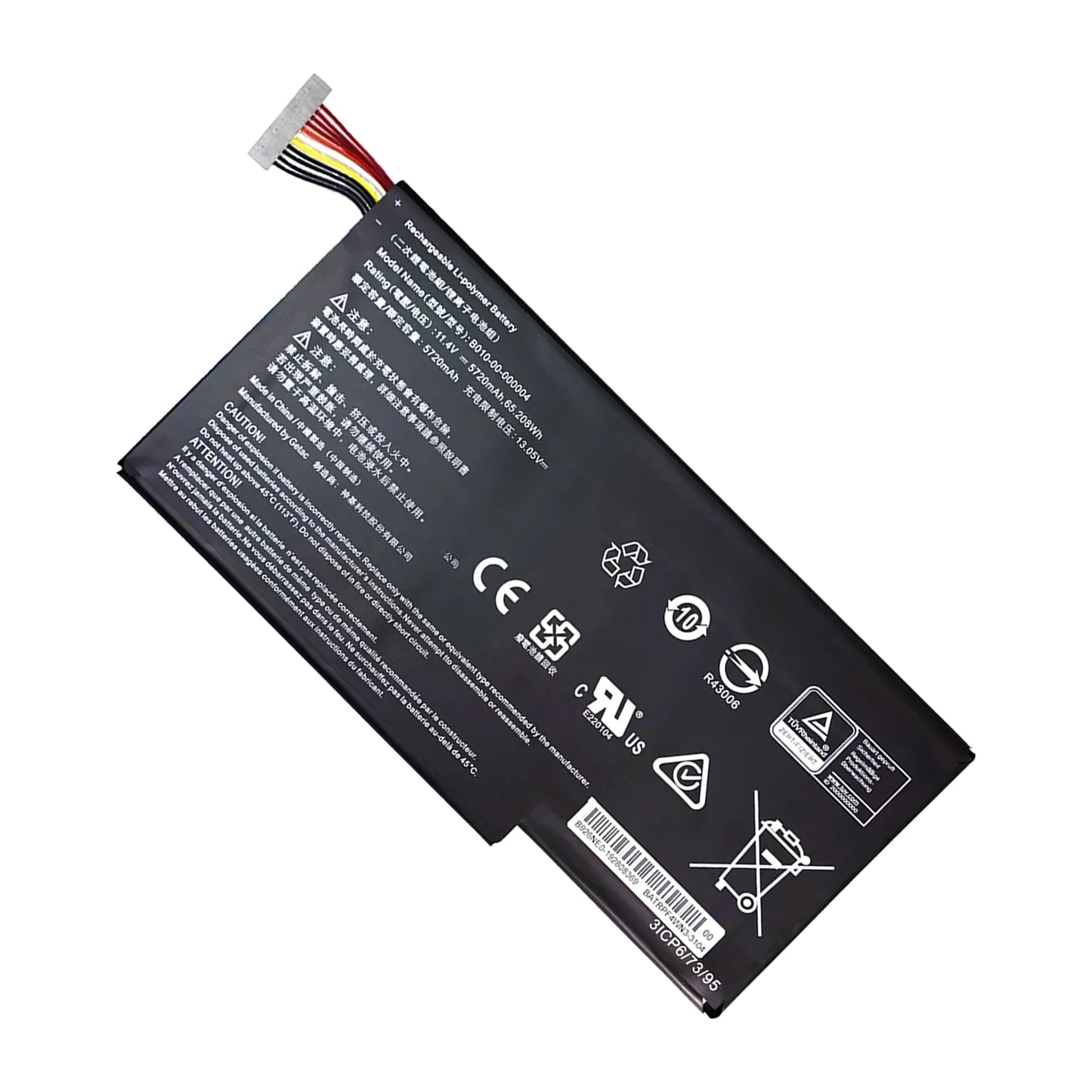 KELESY Batería Original de B010-00-000004 para portátil, 11,4 V, 65.208Wh, para Getac Evga SC15, 5720mAh, nueva