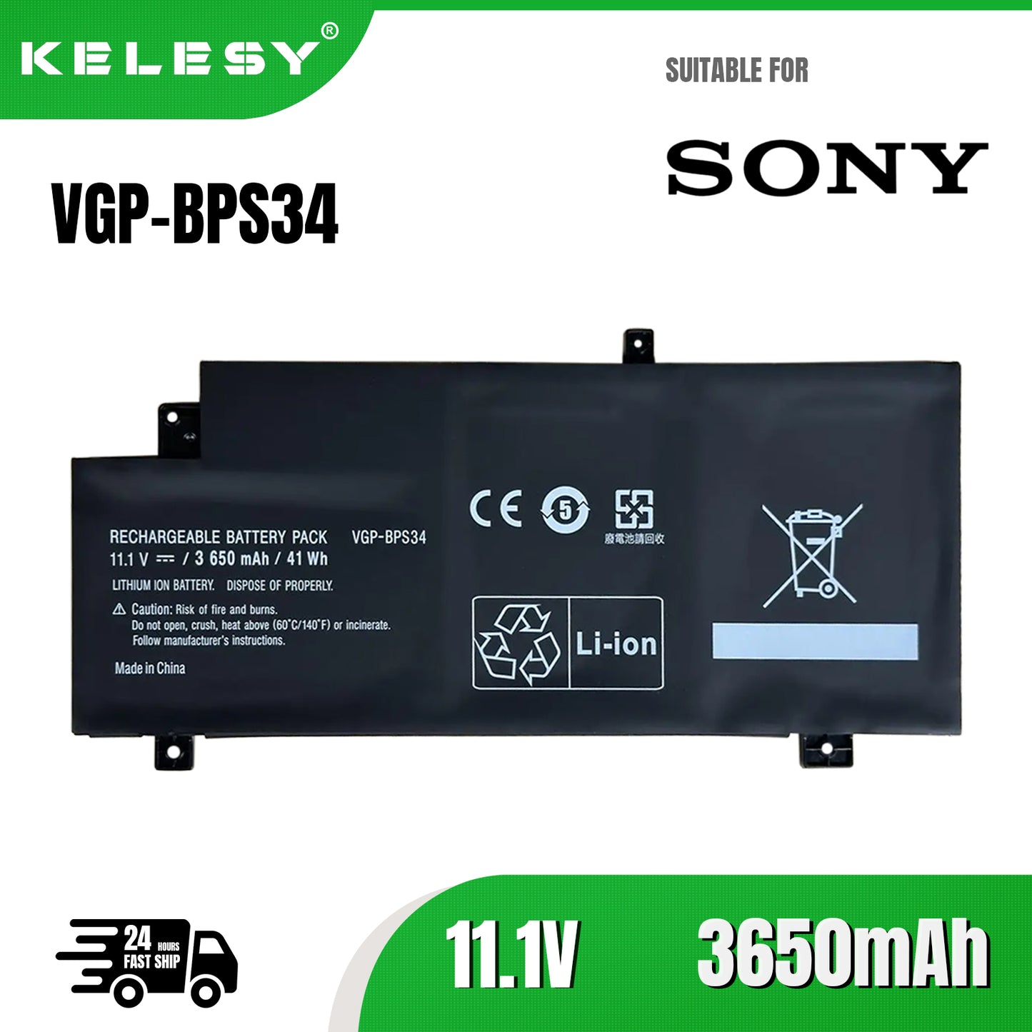 KELESY VGP-BPS34 batería para SONY Vaio Fit 15 SVF15A SVF14A serie SVF15A1ACXB SVF15A1AC XS SVF14A SVF14AC1QU