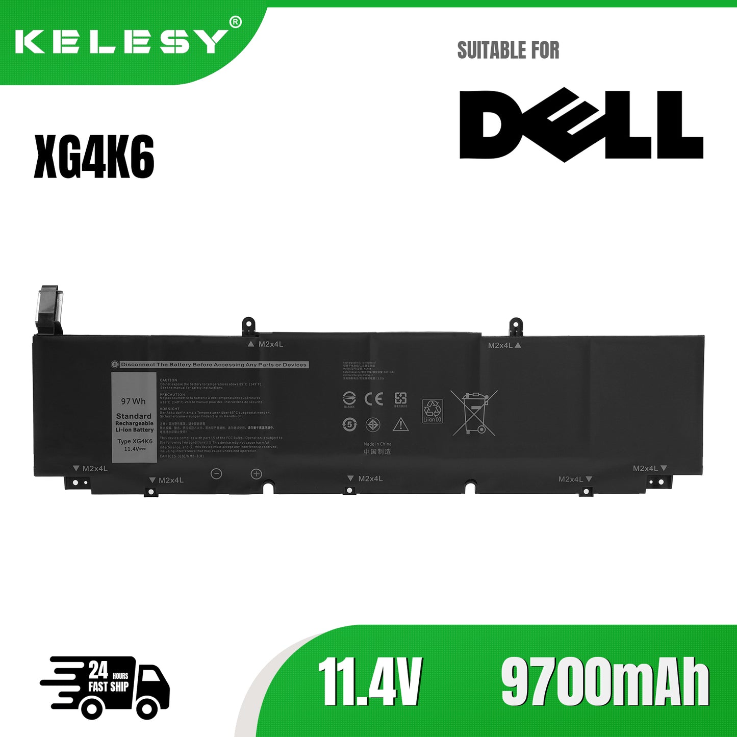 KELESY New Genuine Original XG4K6 11.4V 97Wh Laptop Battery for Dell XPS 17" 9700 01RR3 F8CPG Series
