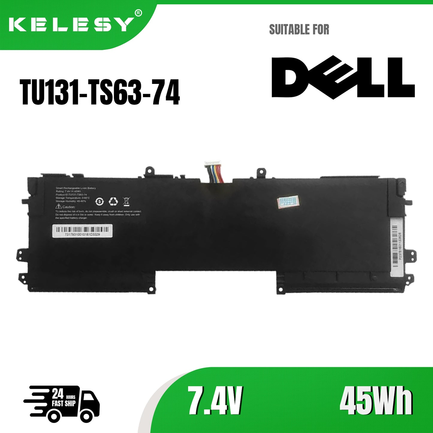 KELESY 7.4V 45WH TU131-TS63-74 TU131 Laptop Battery For DELL XPS13 8808 U13S881 U33X UX32K U731 TU131-TS63-74