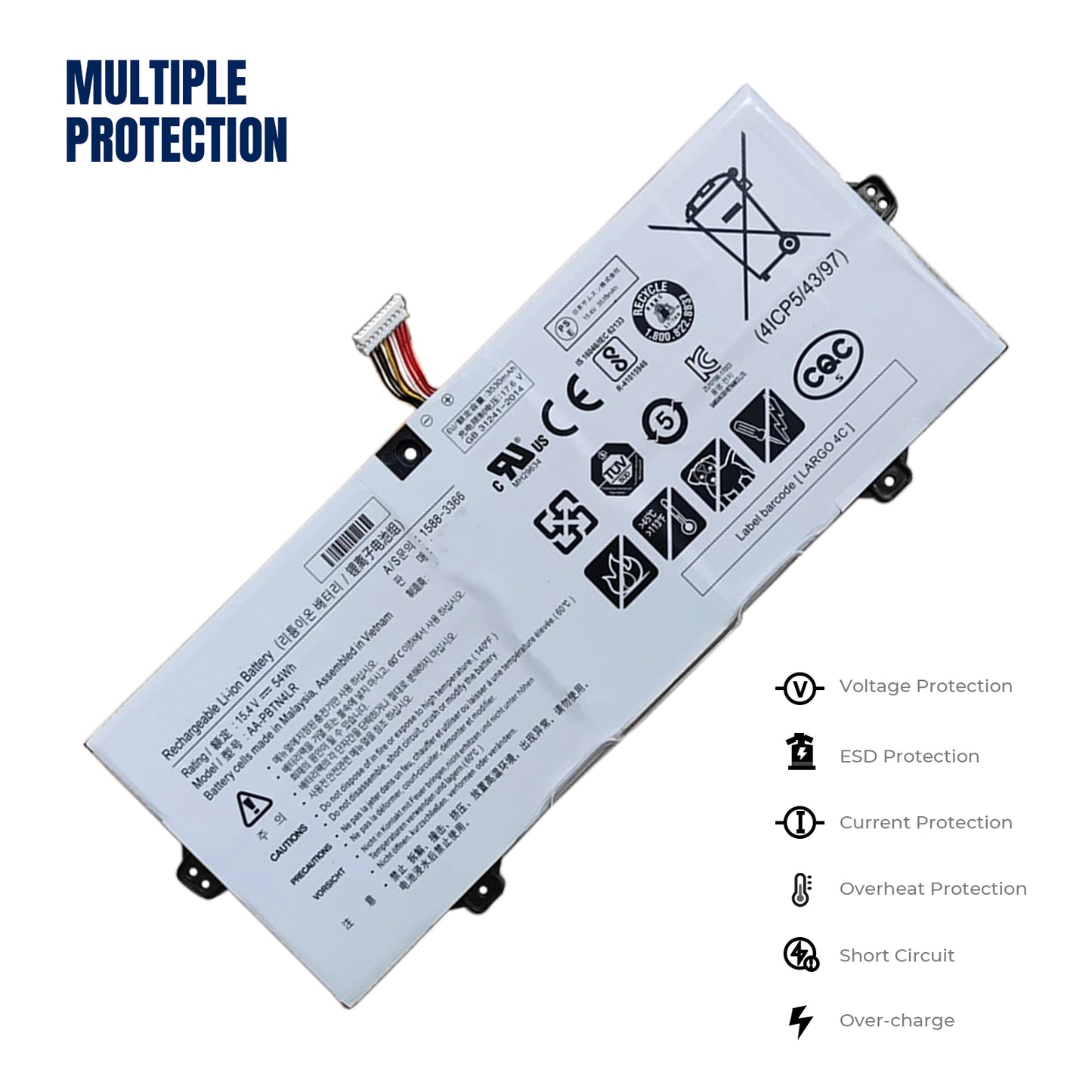 KELESY Batería de AA-PBTN4LR para ordenador portátil, accesorio para Samsung BA43-00 NOTEBook 9 PRO 15 NP940X5N NT950QAA 54WH