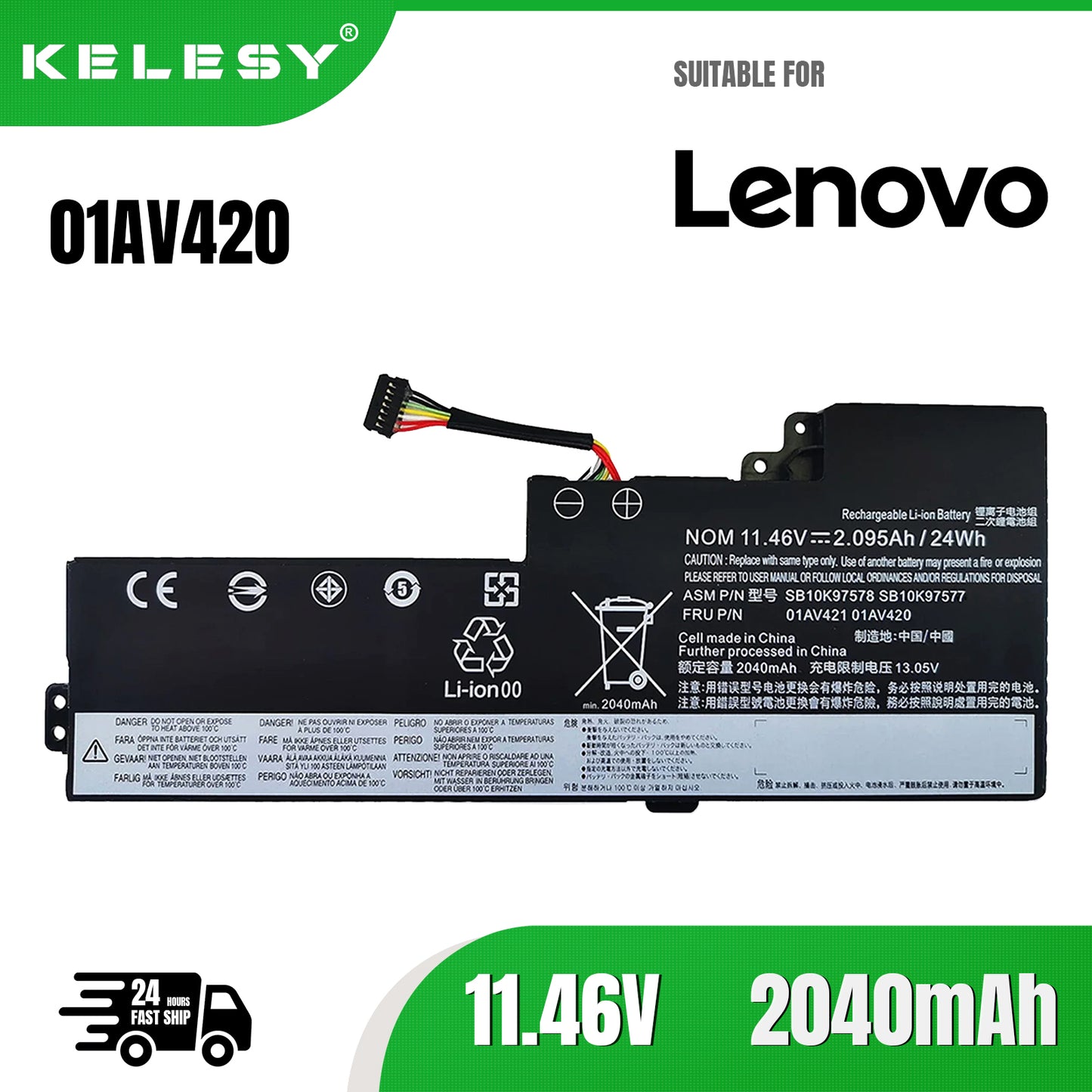 KELESY 01AV420 01AV421 01AV419 T470 T480 Battery for Lenovo ThinkPad A475 A485 TP25 Series Notebook FRU 01AV489 SB10K97577