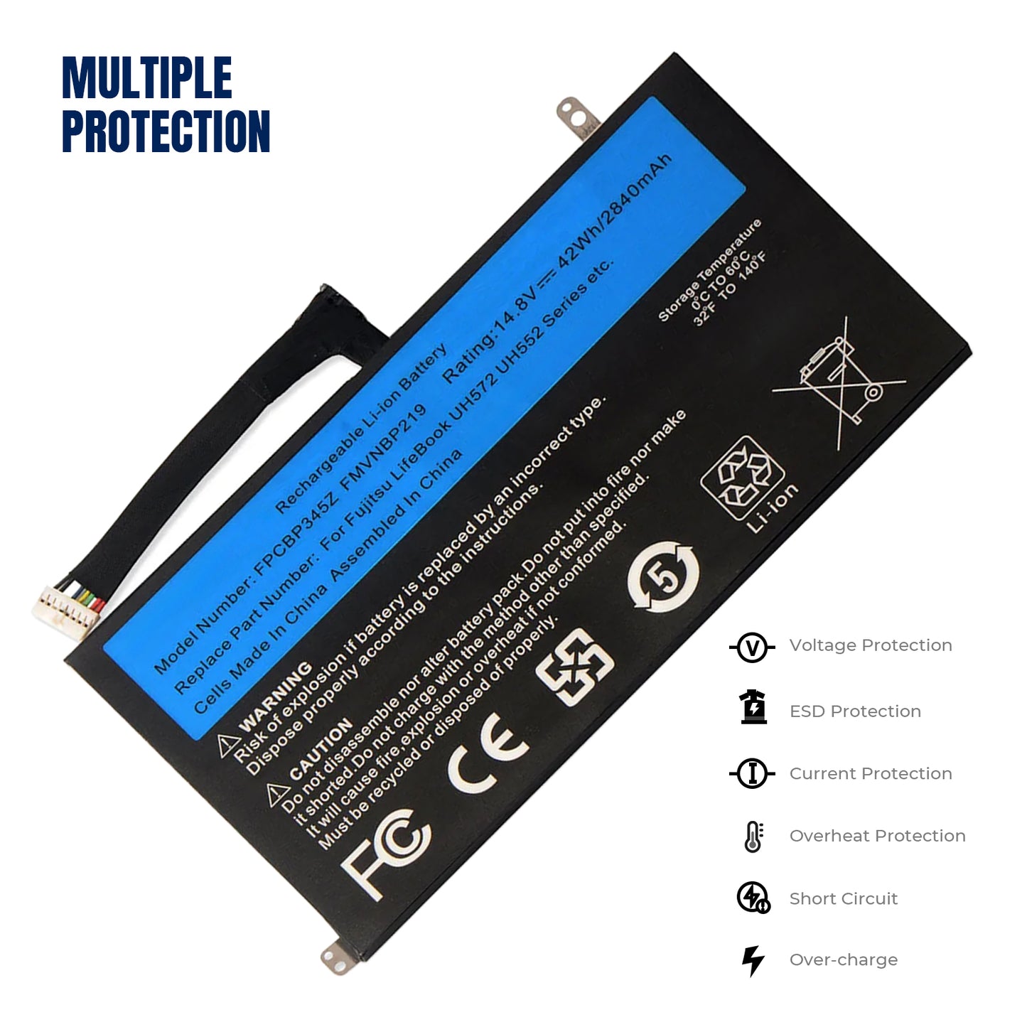 KELESY batería para portátil Fujitsu LifeBook UH572 UH552 Ultrabook Series FMVNBP219 FPB0280 FPCBP345Z, 14,8 V, 2840mAh