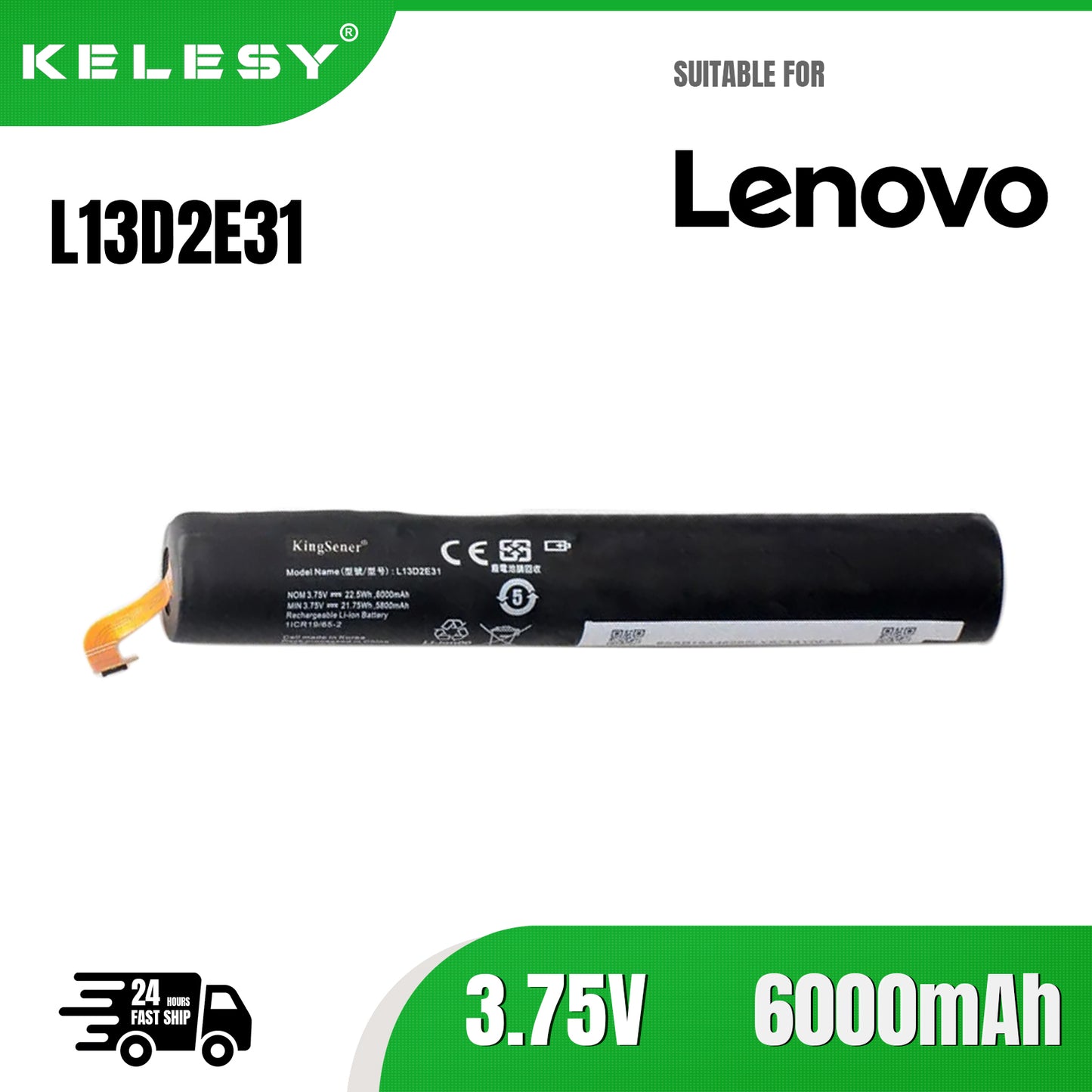KELESY Korea Cell L13D2E31 Tablet Battery for Lenovo Yoga Tablet 8 B6000 B6000-H B6000-F 60044 60043 L13C2E31 3.75V 6000mAh