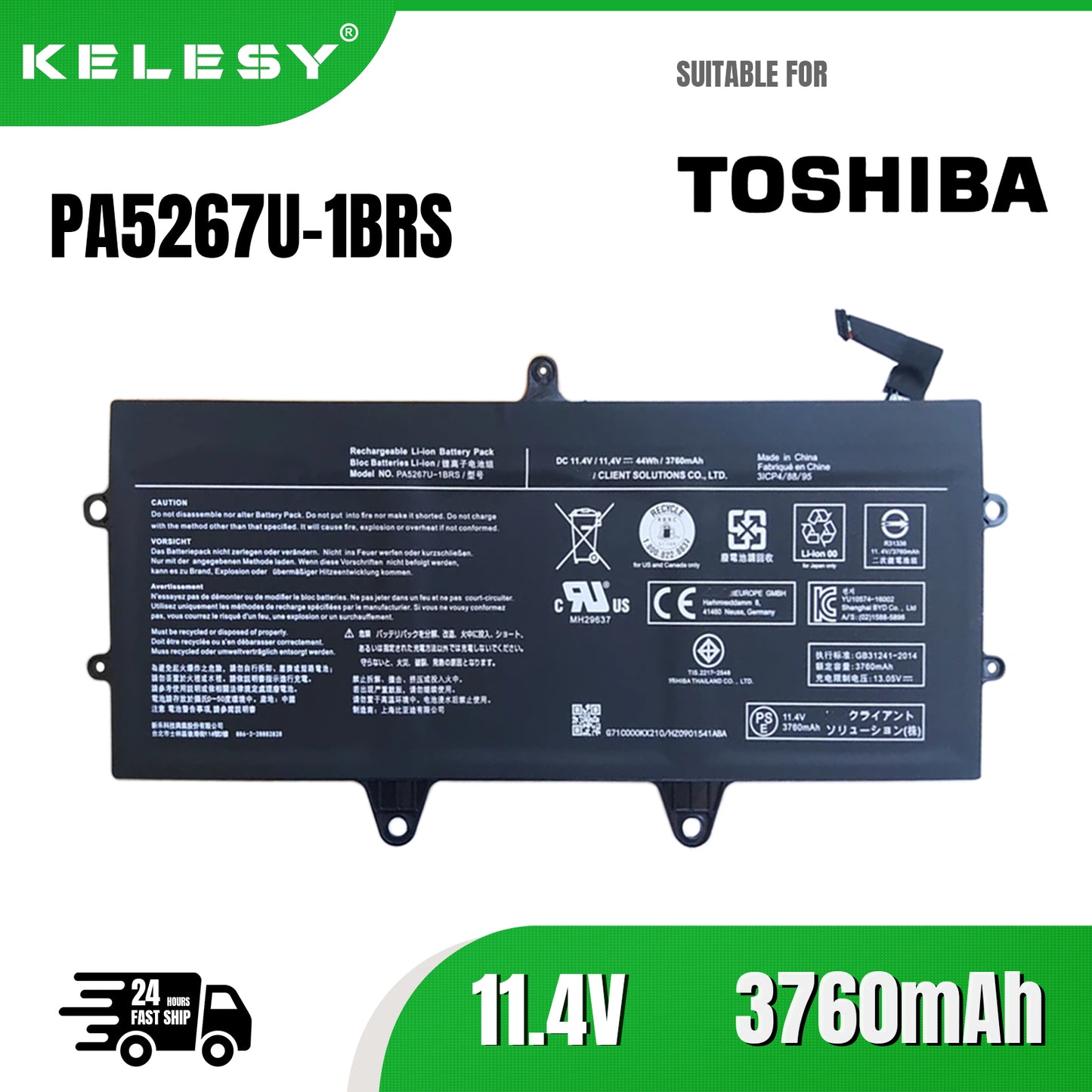 KELESY batería para portátil Toshiba Portege X20W, 11,4 V, 44Wh, PA5267U-1BRS, X20W-D, X20W-D-10E, serie X20W-D-10Q, PA5267U