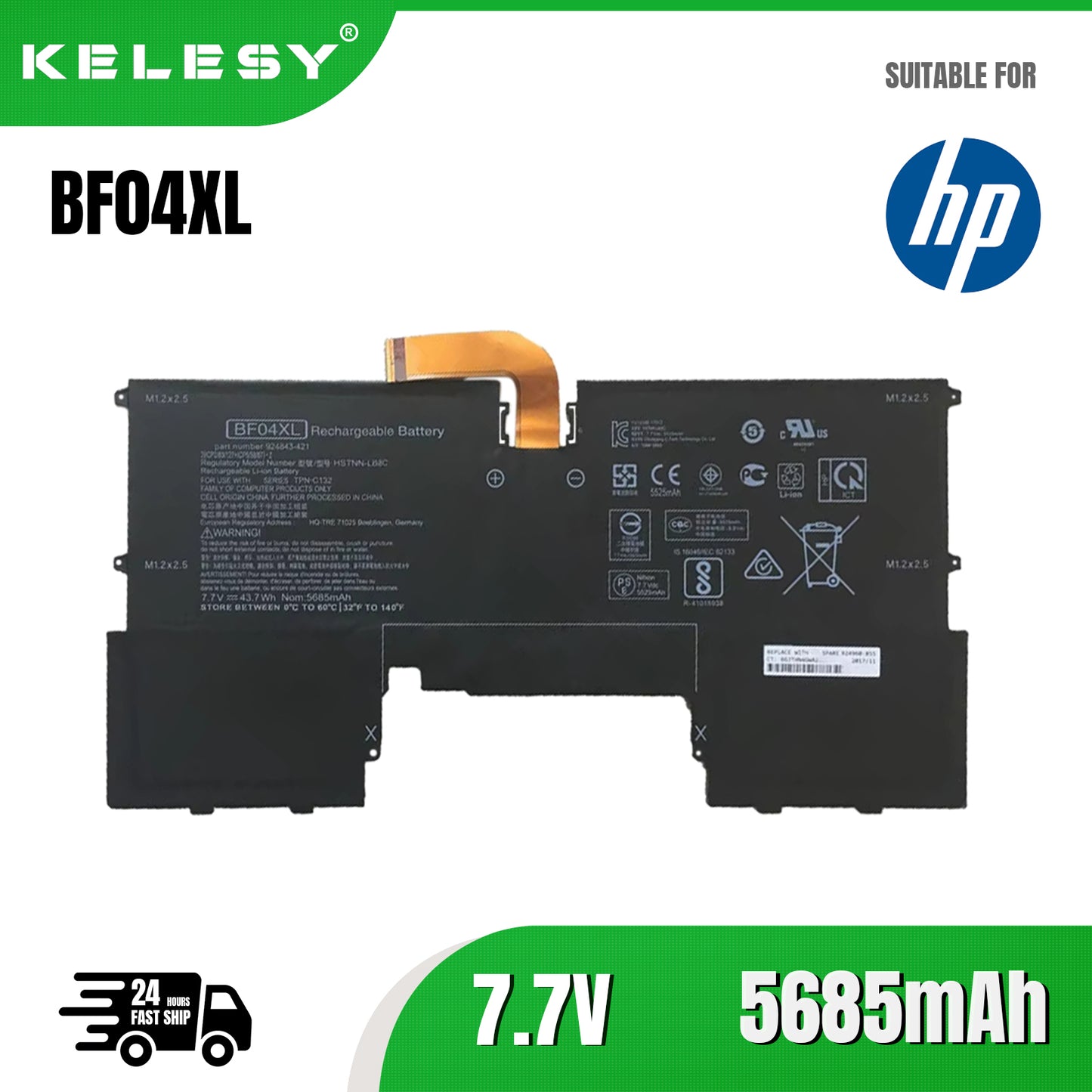 KELESY BF04XL 7.7V 43.7WH Battery for HP Spectre 13-af000 13-AF002LA 13-AF520TU 13-AF018TU 13-AF012DX 924843-421 924960-855 HSTNN-LB8C