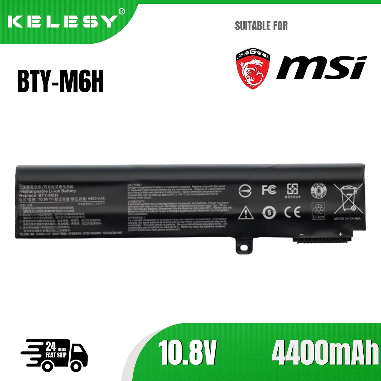 KELESY New BTY-M6H Laptop Battery For MSI GE62 GE72 GP62 GP72 GL62 GL72 GP62VR GP72VR PE60 PE70 MS-16J2 16J3 1792 1795