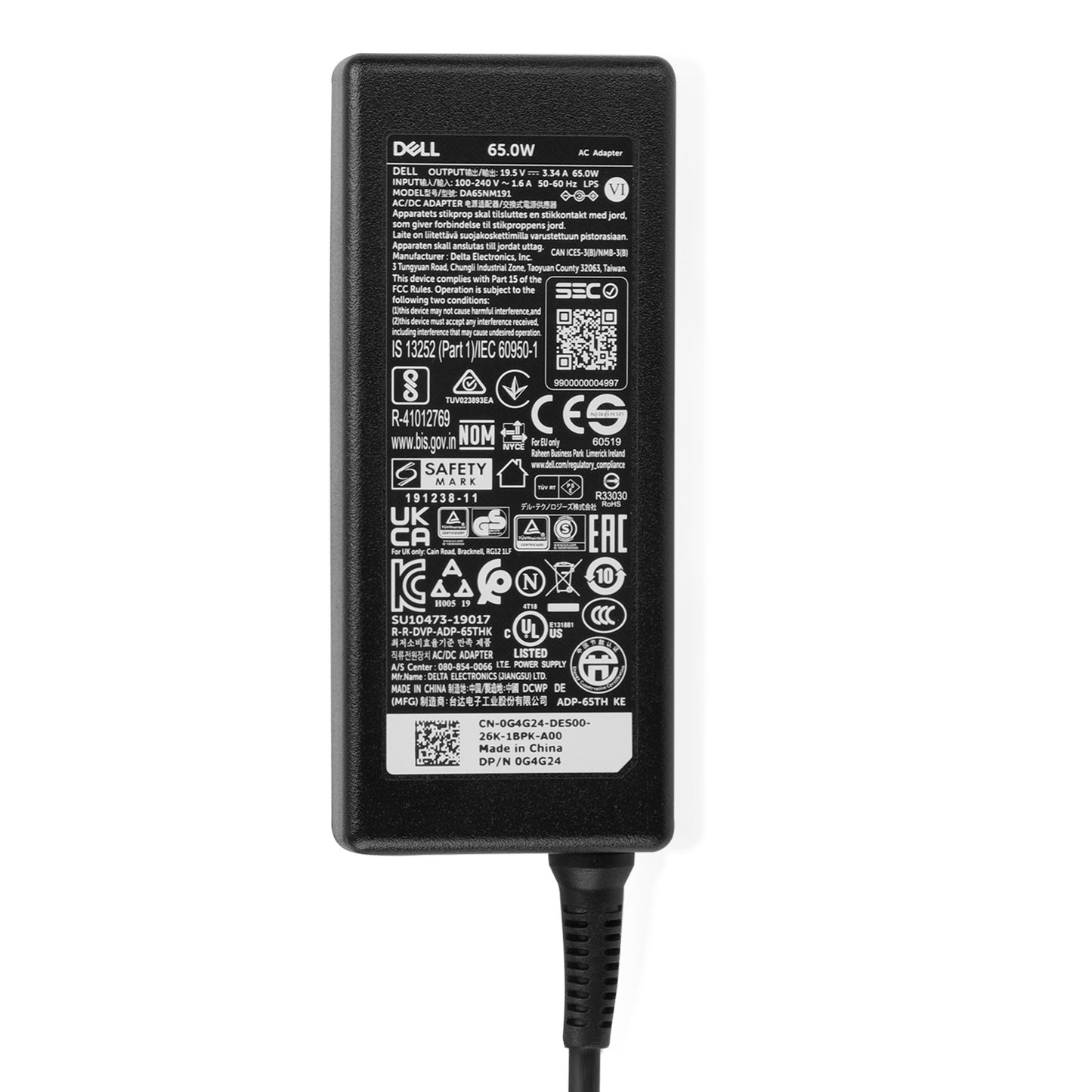DELL Laptop AC Adapter for DELL 65W 4.5*3.0 Black Tip, DA65NM191