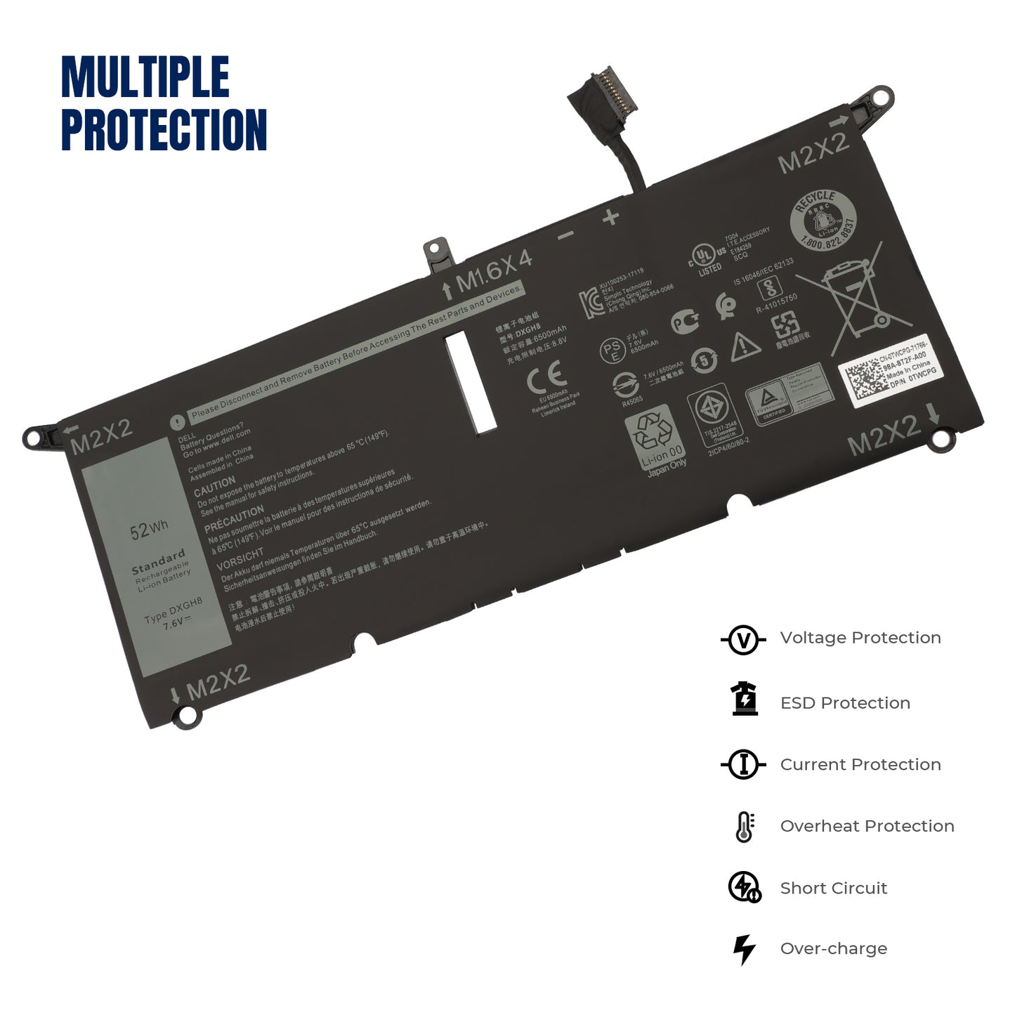 KELESY DXGH8 Battery for Dell XPS 13 9370 9380 2019 Inspiron 13 7390 7391 2-in-1 5390 5391 7490 Latitude 3301 E3301 Vostro 5390
