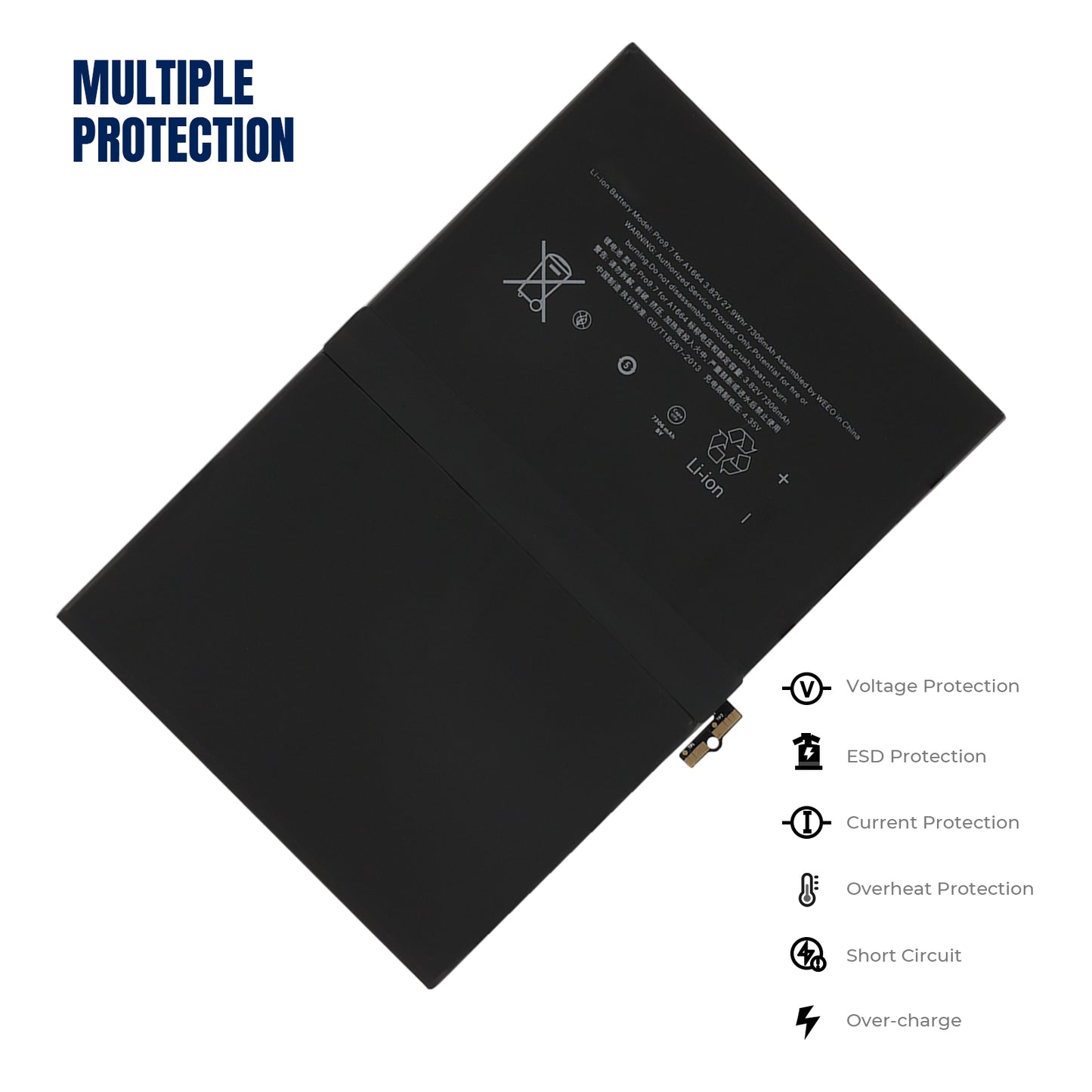 Аккумулятор для планшета KELESY A1664 для Apple iPad 7 Pro 9,7 дюйма A1673 A1674 A1675 3,82 В 27,9 Вт·ч 7306 мА·ч Бесплатные инструменты