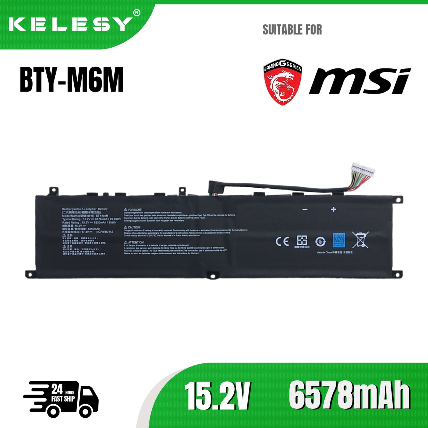 KELESY BTY-M6M Laptop Battery For MSI Creator 15 A10SD A10SF GS66 Stealth 10SFS 10SGS 10SE-045 10UG GE66 Raider 10SFS WS66