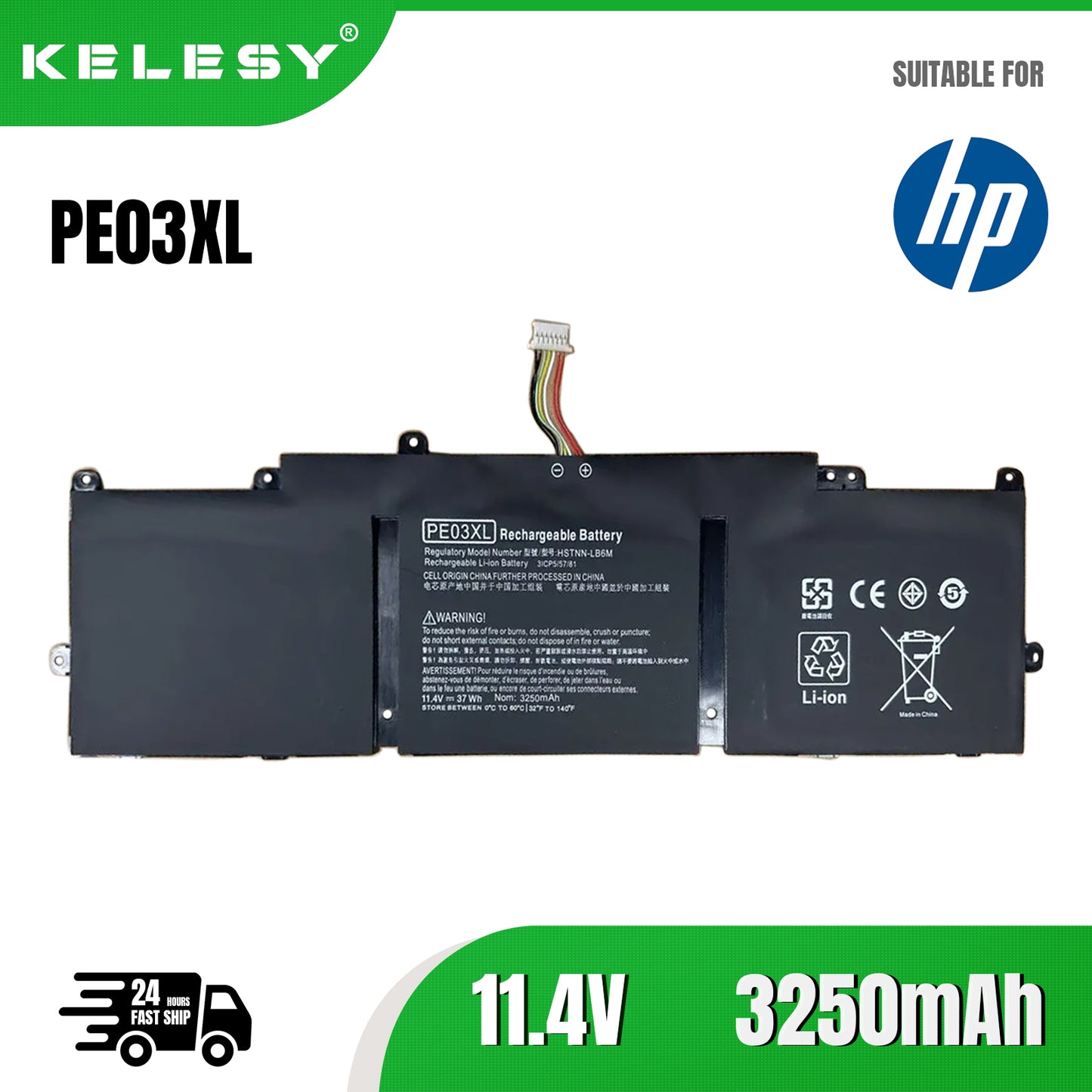 KELESY PE03XL HSTNN-PB6J HSTNN-LB6M 767058-005 767068-005 766801-851 766801-421 Battery For HP Chromebook 11 11.4v 37Wh