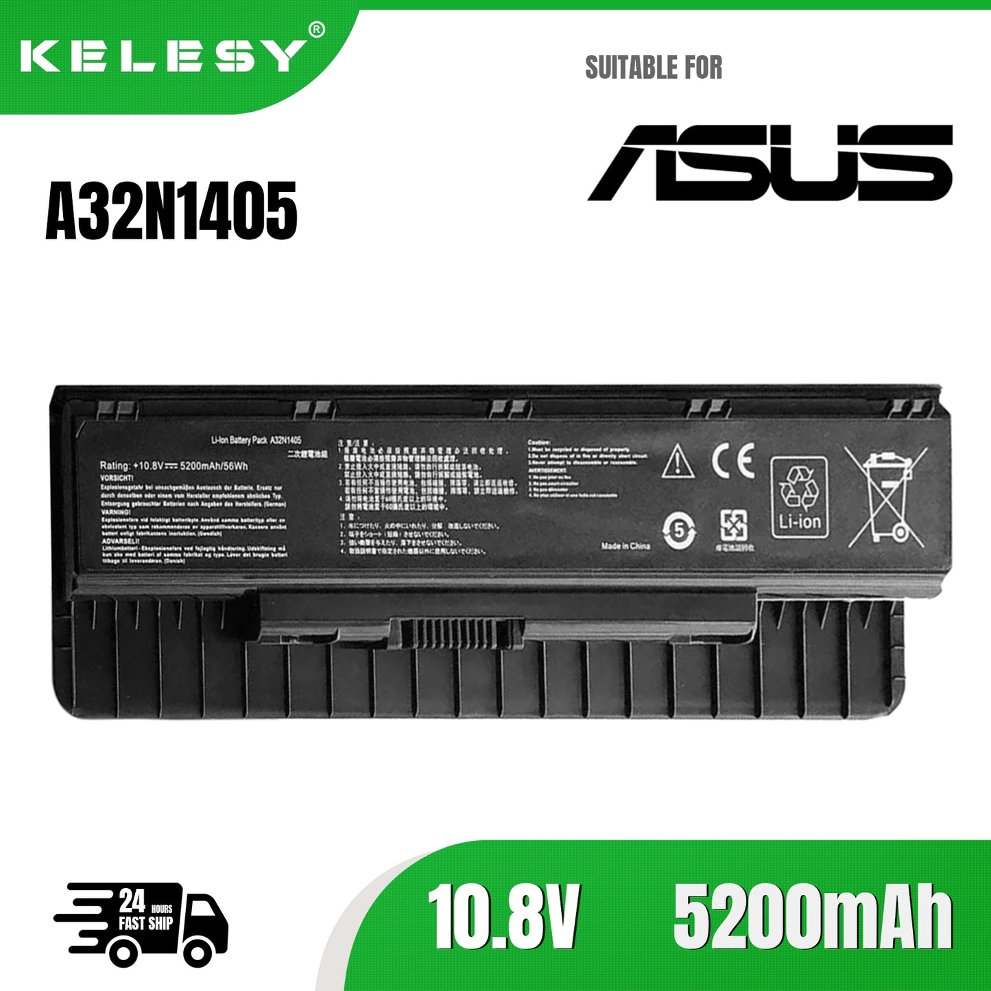 KELESY Laptop battery A32N1405 For Asus G551 G551J G551JK G551JM battery for laptop G771J G771JK N551J N551JW N551JM N551Z