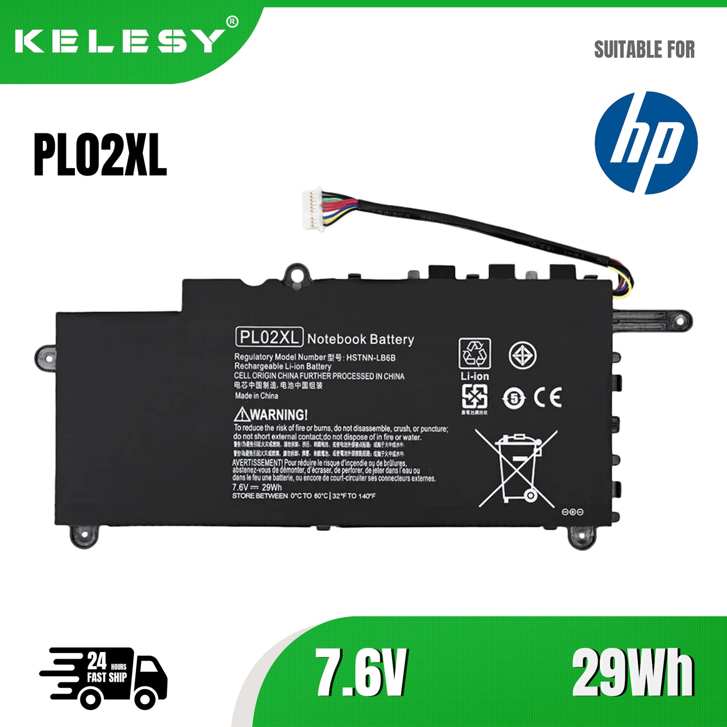 KELESY PL02XL Laptop-Akku HP Pavilion 11 X360 11-n010dx 11-n000snx 11-N014TU 11-N030TU 751681-421 HSTNN-LB6B HST-DB6B 29WH