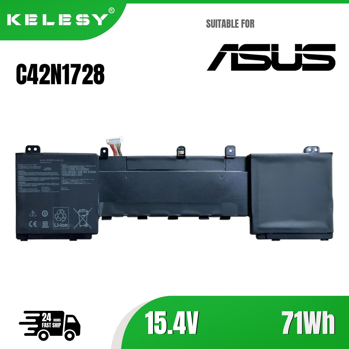 Аккумулятор KELESY C42N1728 для ноутбука ASUS Zenbook Pro 15 UX550GE UX550GEX UX550GD UX550GDX UX580G UX580GD UX580GDX UX580GE