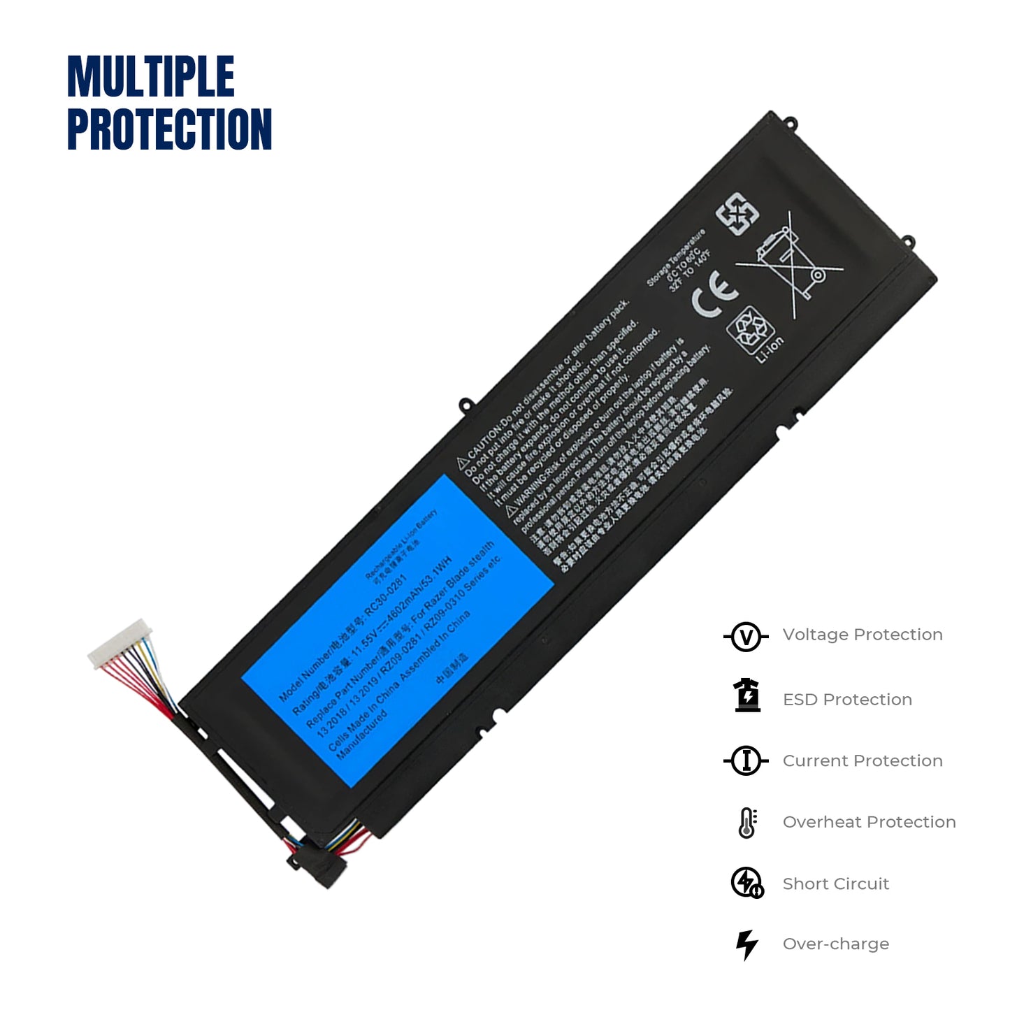 KELESY Batería Original para ordenador portátil Razer Blade Stealth 13, 11,55, 2018, 2019, RC30-0281, RZ09-02810E71