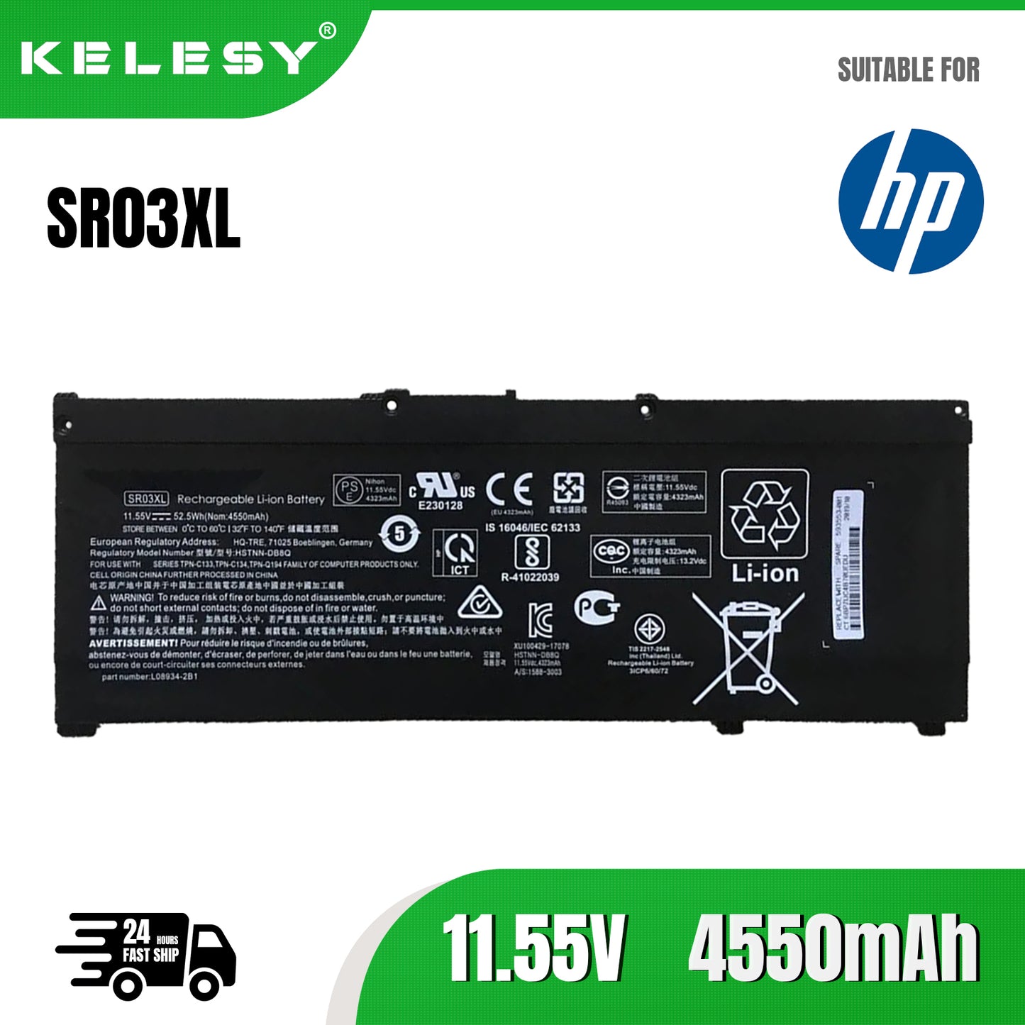 KELESY Original SR03XL L08934-2B1 L08855-855 Laptop Battery For HP OMEN 15-CE,17-CB0052TX Pavilion Gaming 15-CX0096TX,CX0006NT