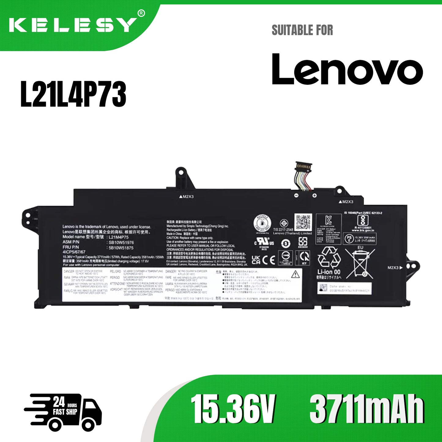 Аккумулятор для ноутбука KELESY L21L4P73 для Lenovo ThinkPad T14s Gen 3 Gen 4 21BR 21BS 21F8 21F9 серии 4ICP5/68/70 L21M4P75 L21B4P71