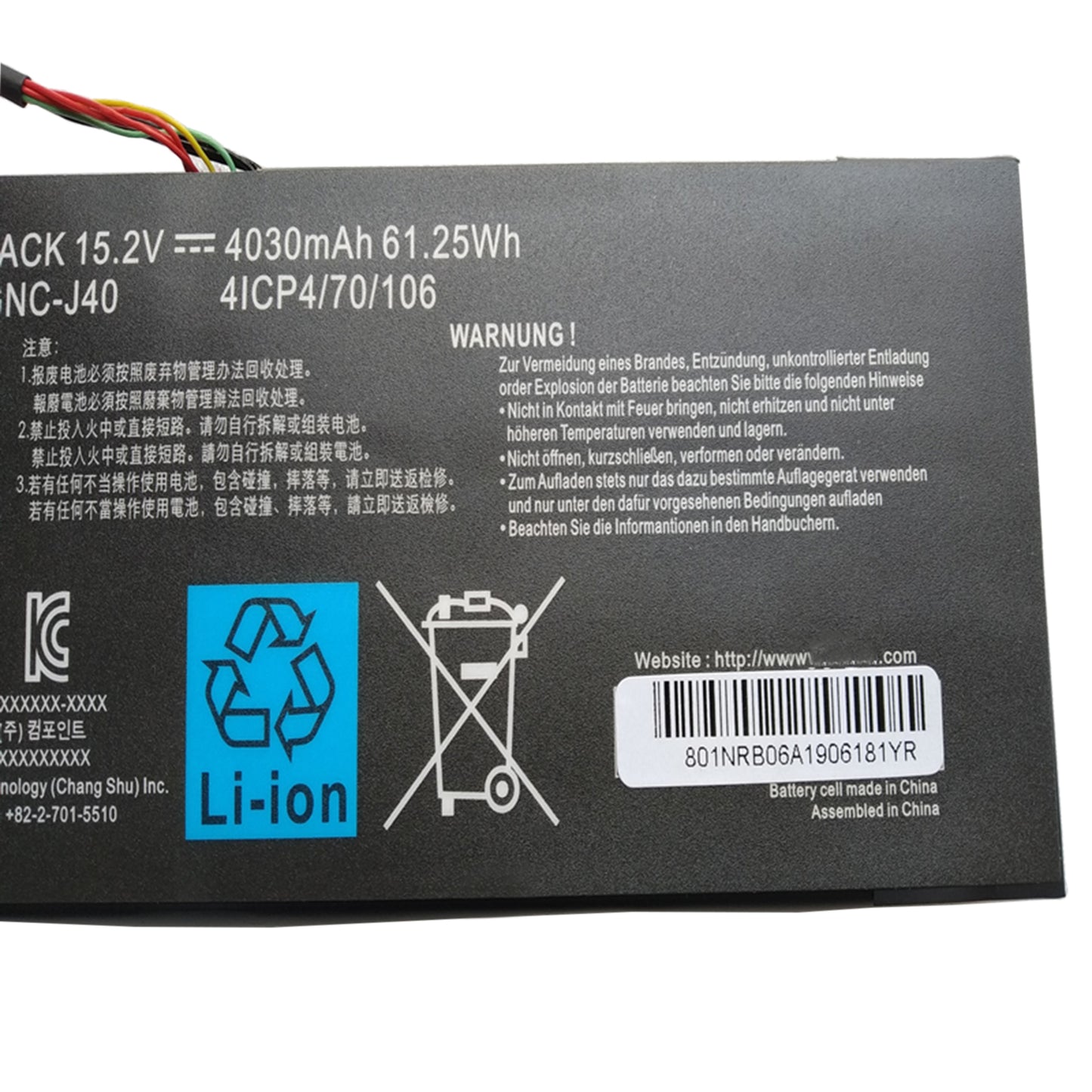 KELESY GNC-J40 15.2V/61.25Wh Laptop Battery For Gigabyte P34W P34K P34F P34G V2 V3 V4 V5 V7 Series P34W V5 Xotic PC Edition 4030mAh