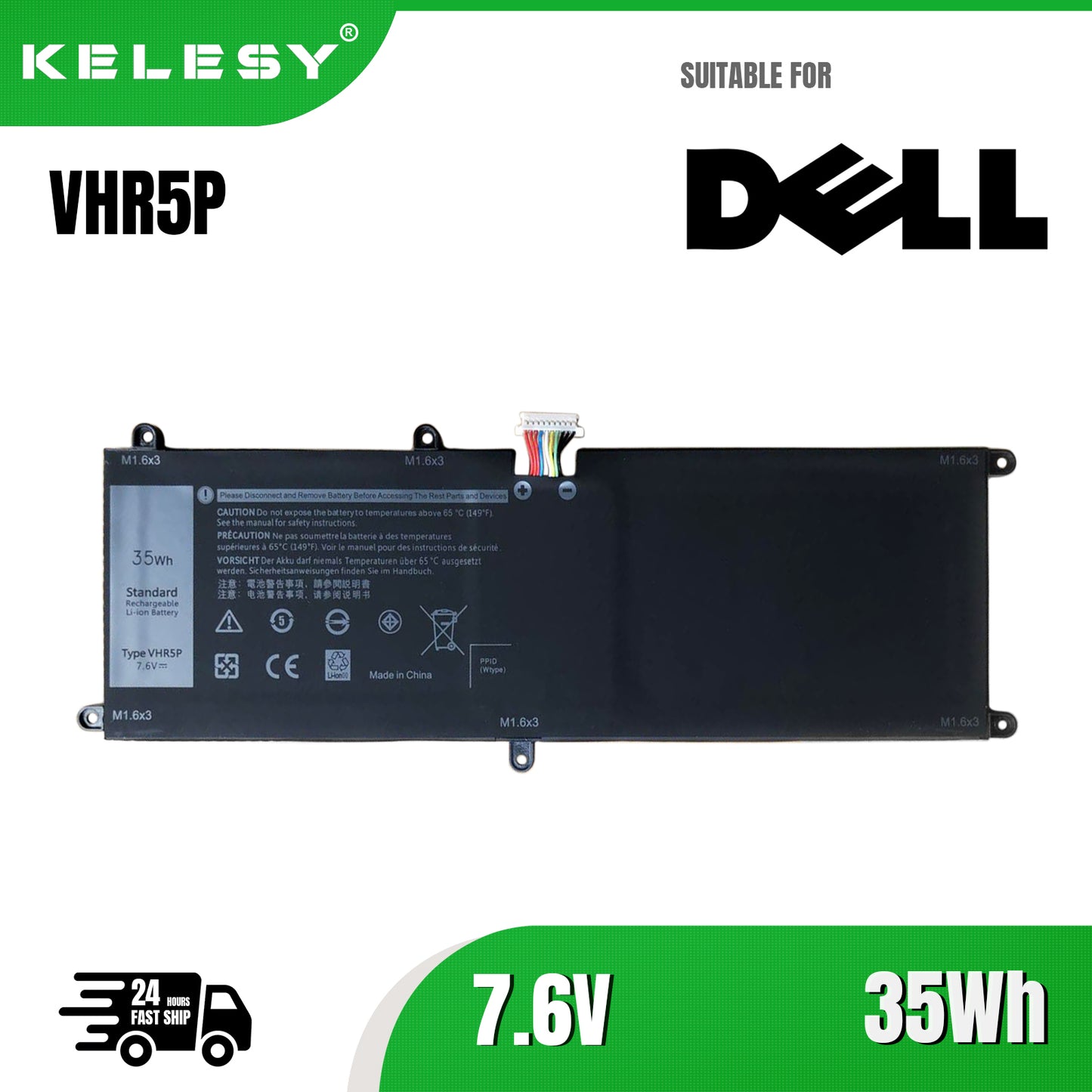 KELESY 7.6V 35Wh VHR5P Laptop Battery For DELL Latitude 11 5175 5179 Series Tablet XRHWG RHF3V 0RHF3V T04E001 Fast Delivery