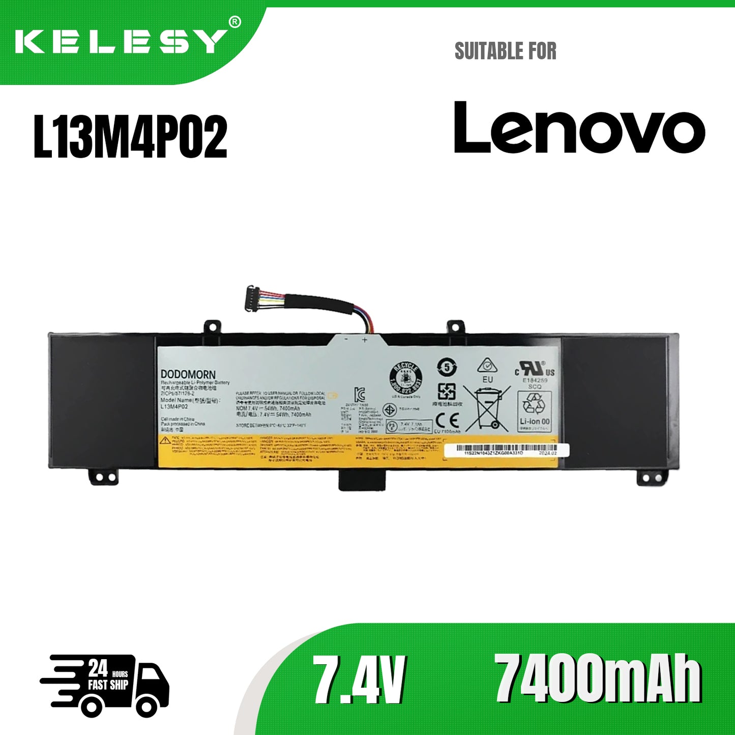 KELESY L13M4P02 Laptop Battery For Lenovo Erazer Y50 Y50-70 Y50-80 Y50P-70 Y70-70 Y70-80 Y70-70T Series 7.4V 54Wh 7400mAh L13N4P01