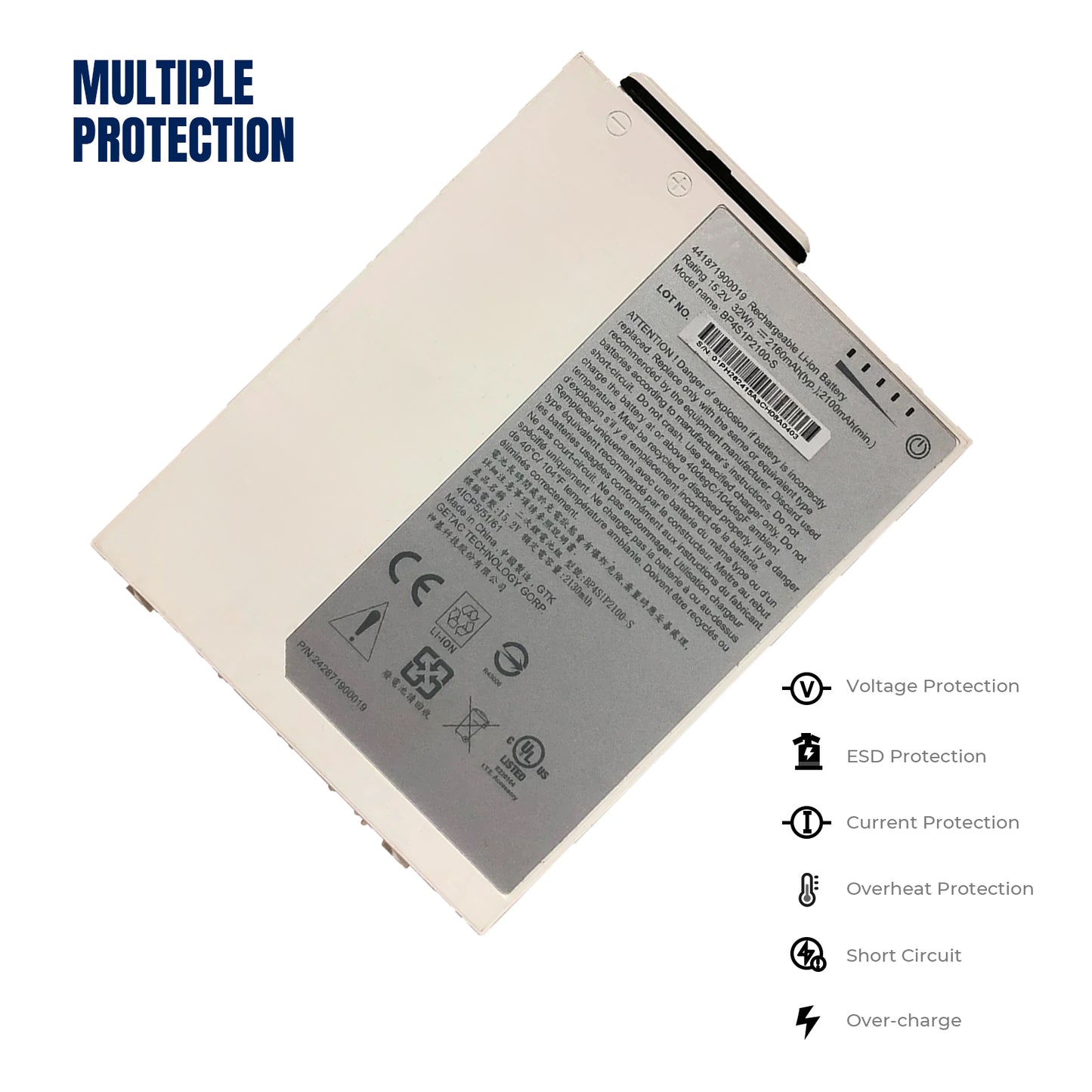 KELESY Batería Original de BP4S1P2100-S para ordenador portátil, 15,2 V, 32Wh, 2160mAh, para Getac RX10, RX10H, 441871900019
