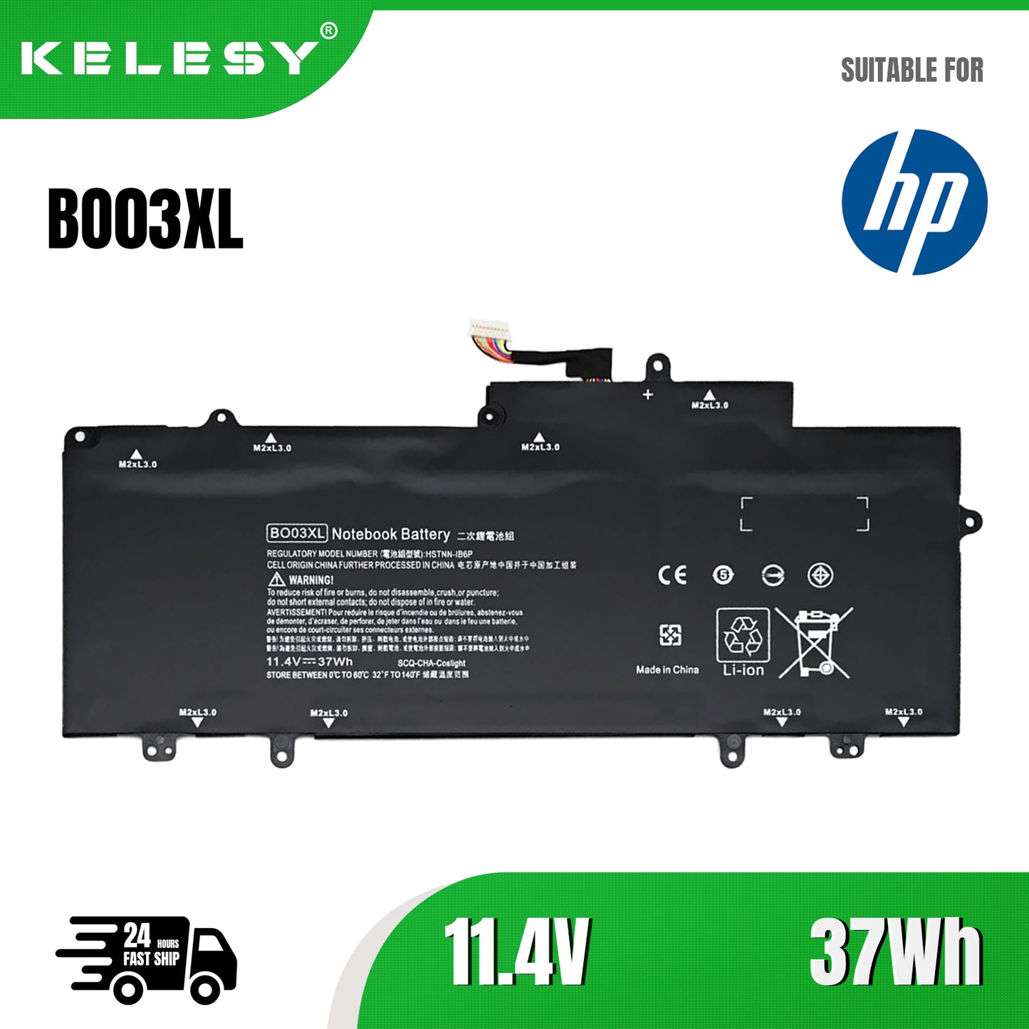 KELESY BO03XL Laptop Battery For HP Chromebook 14-X 14-X013DX 14-X015W 14-X015WM 14-x010nr 14-Z HSTNN-IB6P HSTNN-IB6C 773836-1B1