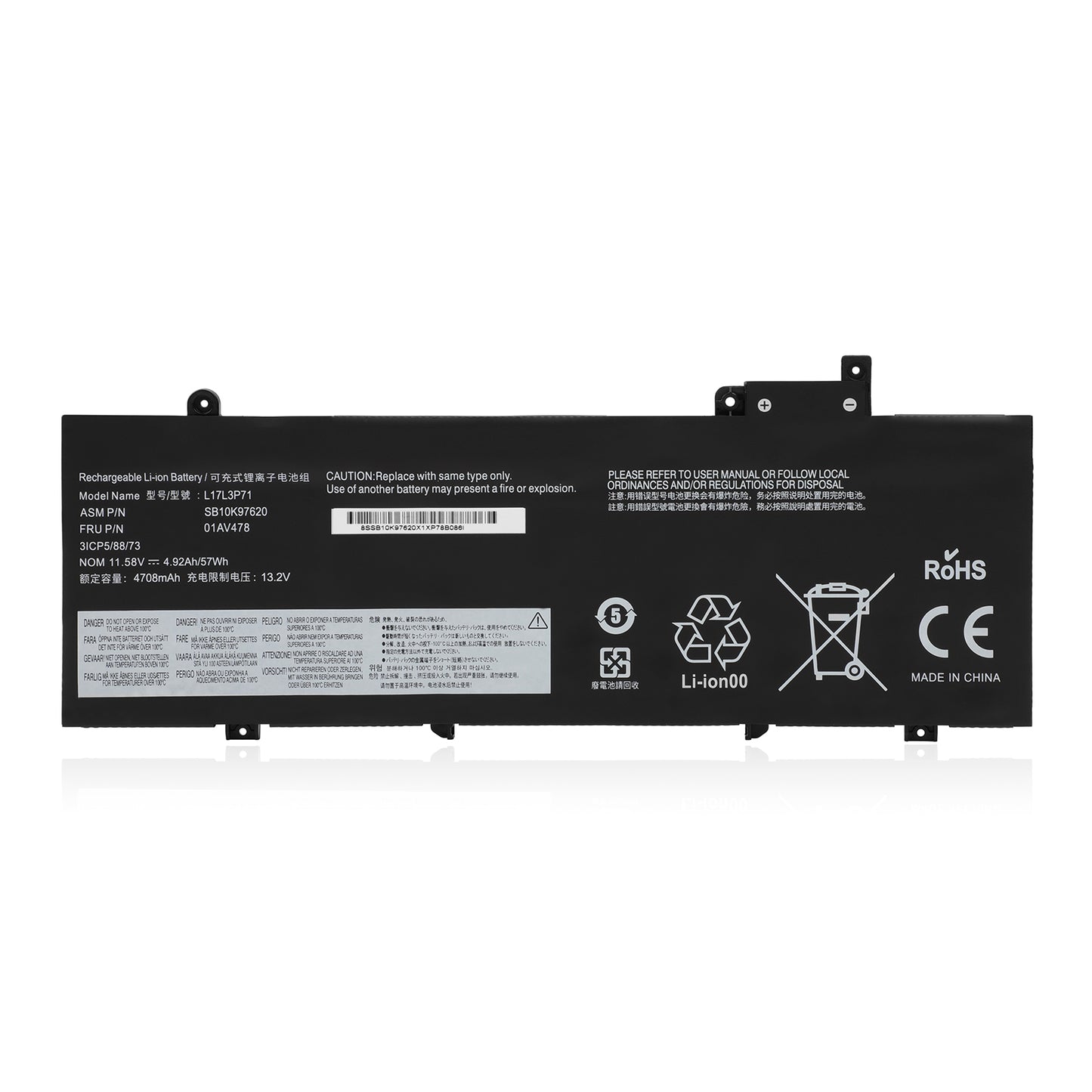 KELESY New Original L17L3P71 Laptop Battery For Lenovo ThinkPad T480S L17M3P71 L17M3P72 01AV478 01AV479 01AV480 SB10K97620