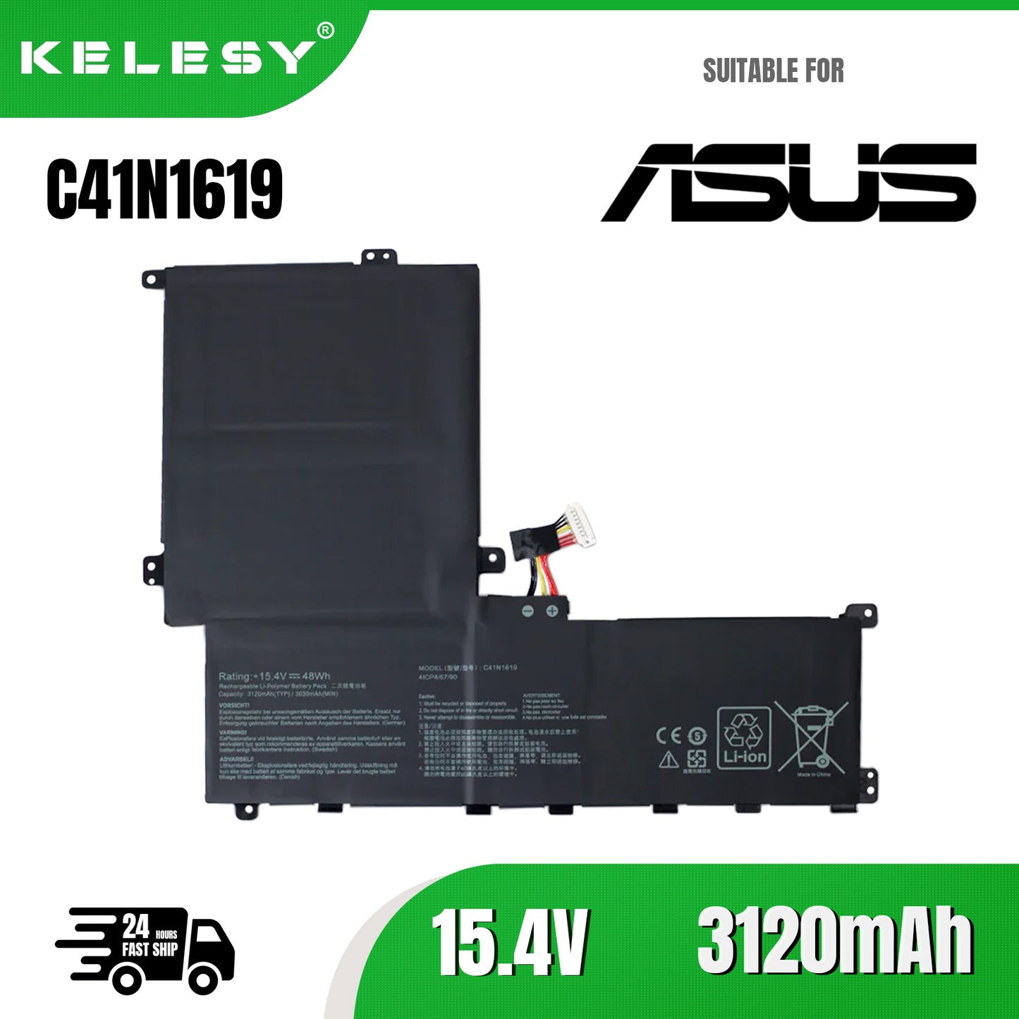 KELESY C41N1619-Batería de repuesto para ordenador portátil ASUS Pro, 15,4 V, 48WH, B9440, B9440UA, B9440UA-XS74, B9440UA7200
