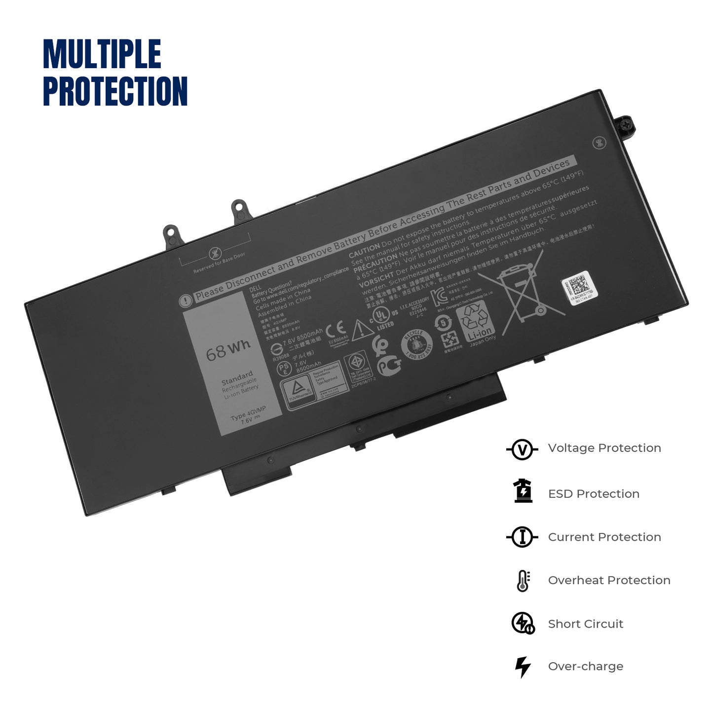 KELESY 4GVMP 7.6V 68Wh Laptop Battery For Dell Latitude 5400 5410 5500 Precision 3540 3550 Inspiron 7590 2-in-1 Series
