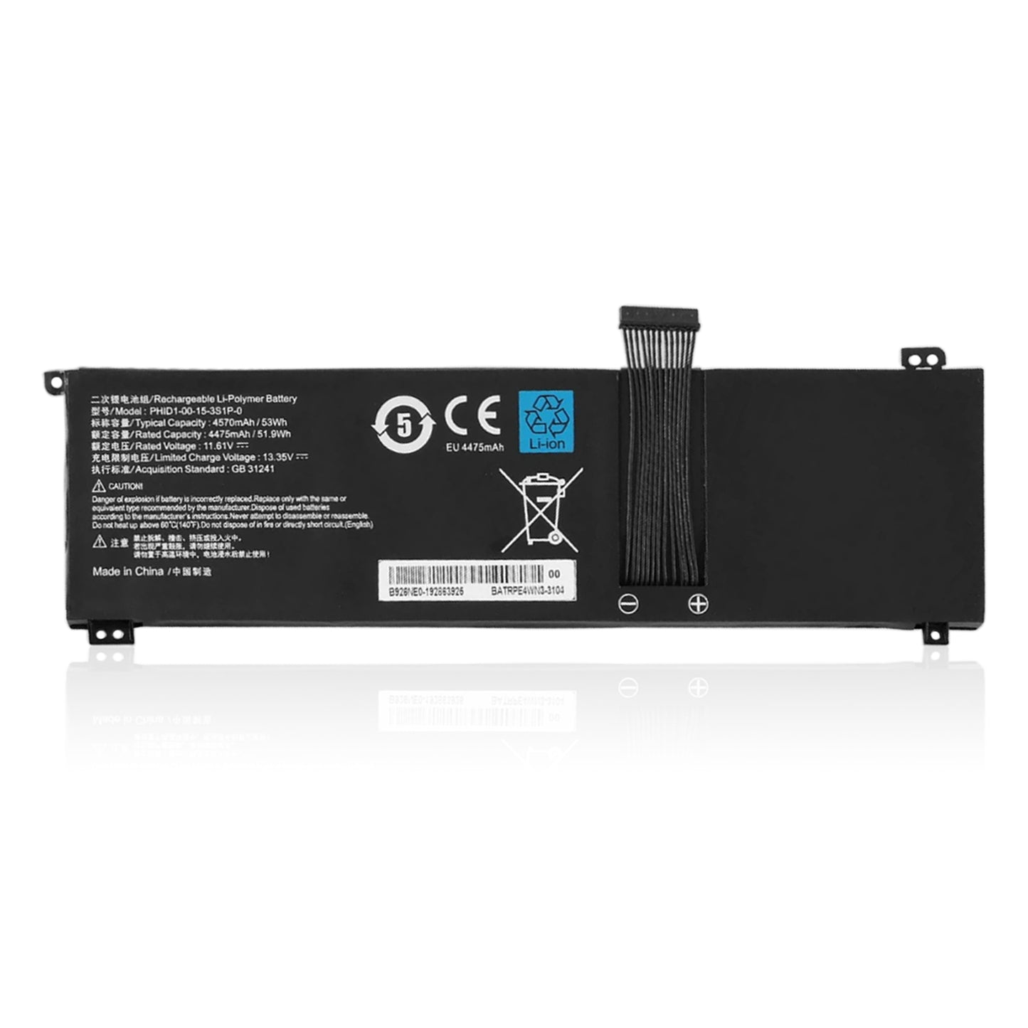 KELESY 11.61V 53WH PHID1-00-15-3S1P-0 Laptop Battery For Mechrevo F1 For Schenker Vision 14 Adata XPG Xenia 14 Series 4570mAh