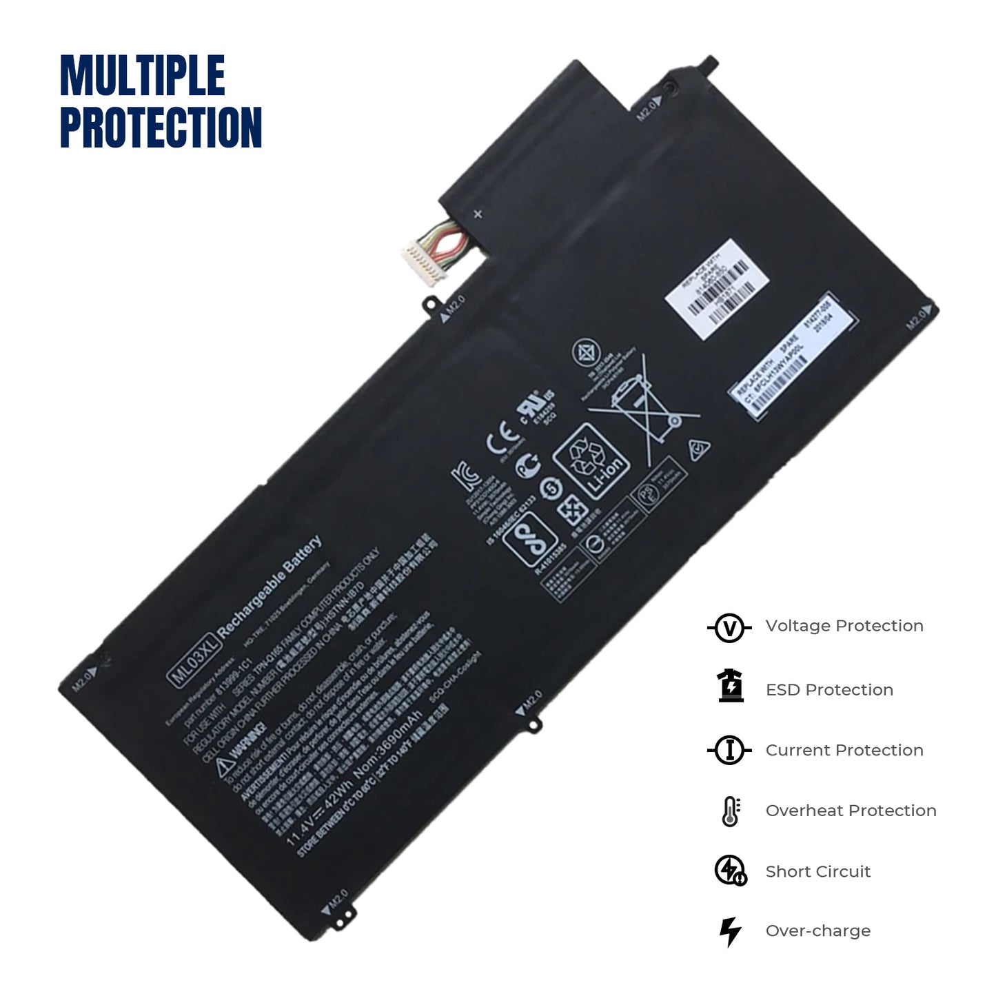 KELESY ML03XL Laptop Battery For HP Spectre X2 12-A011TU A012TU 12-a003ng 12-a001dx TPN-Q165 HSTNN-IB7D 814060-850 HSTNN-IB7