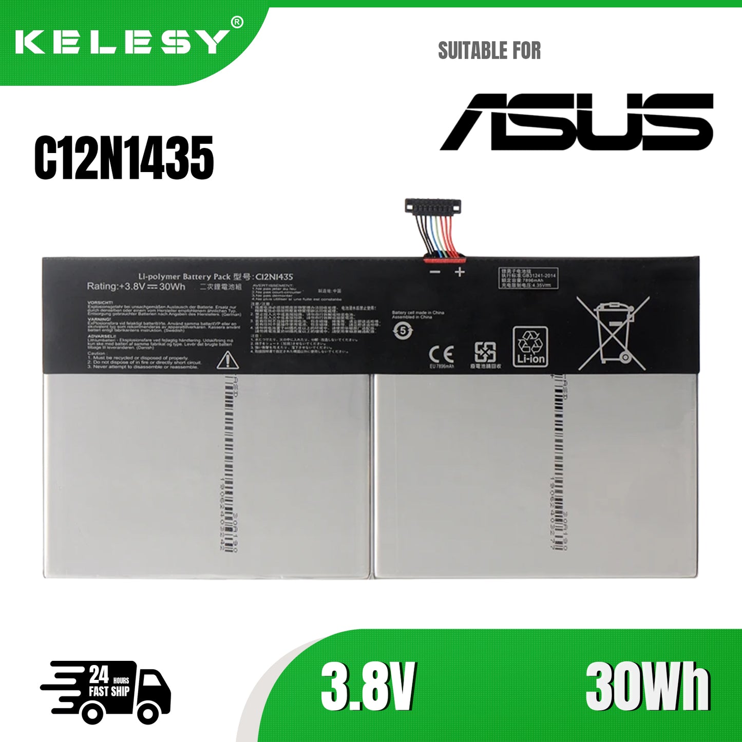 KELESY C12N1435 30WH Laptop Battery for ASUS T100HA T100HA-FU006T 10.1-Inch 2 in 1 Touchscreen Series Tablet battery 3.8V