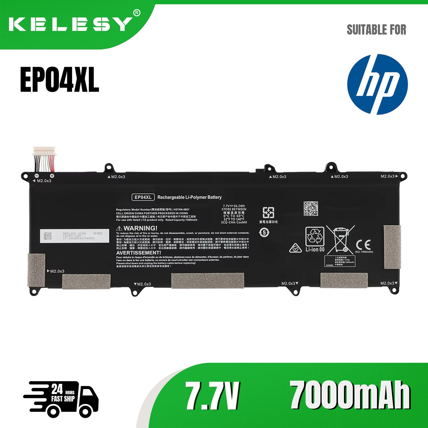 KELESY EP04XL EPO4XL EP04056XL 7.7V 56.2Wh 7000mAh Laptop Battery For HP Elite Dragonfly G1 2019 G2 2020 8MK79EA Max