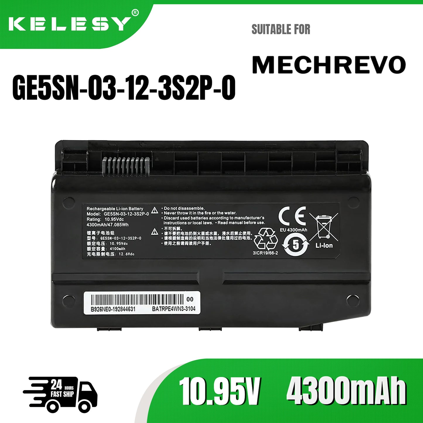 KELESY batería para ordenador portátil, pila para MECHREVO X7TI, GE5SN-03-12-3S2P-0, X6TI-S, X6Ti-M2, X6Ti-H, X6Ti-E3