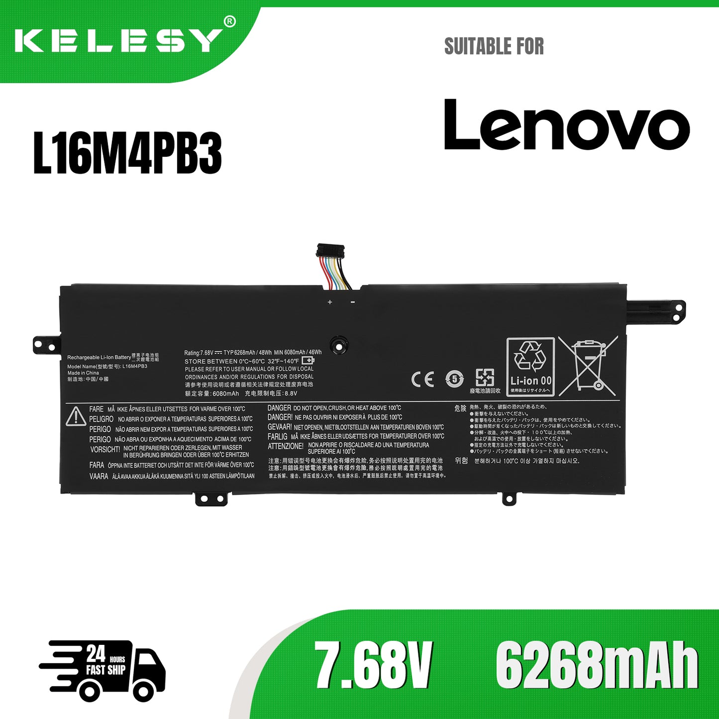 KELESY Original 48Wh L16C4PB3 Laptop Battery For Lenovo IdeaPad 720S 720S-13 720S-13ARR 720S-13IKB L16M4PB3 L16L4PB3