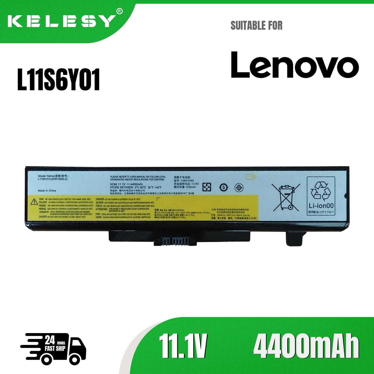 Аккумулятор KELESY для ноутбука Lenovo IdeaPad Y480 Y580 G580 G485 G410 G400 G510 Z380 Z580 Z485 серии L11S6Y01 L11L6Y01 45N1043