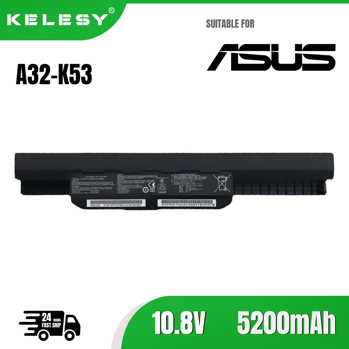 KELESY A32-K53 Laptop Battery for Asus K53S K53T X53S X54H K53 K53SD K53SV K53U K53E A53S K43E K43S K43SJ K43SV K43U
